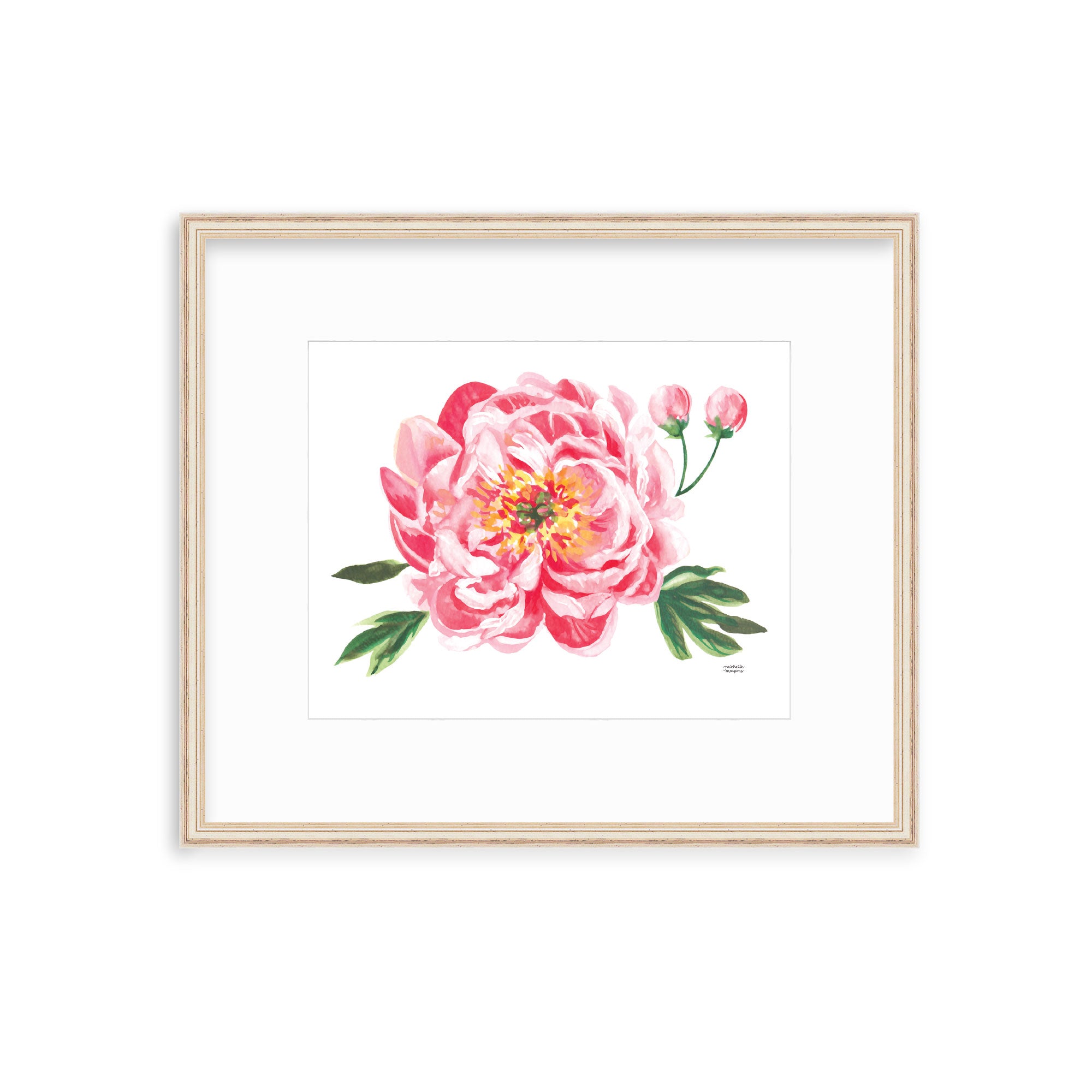 Red Coral Peony Floral Art Print