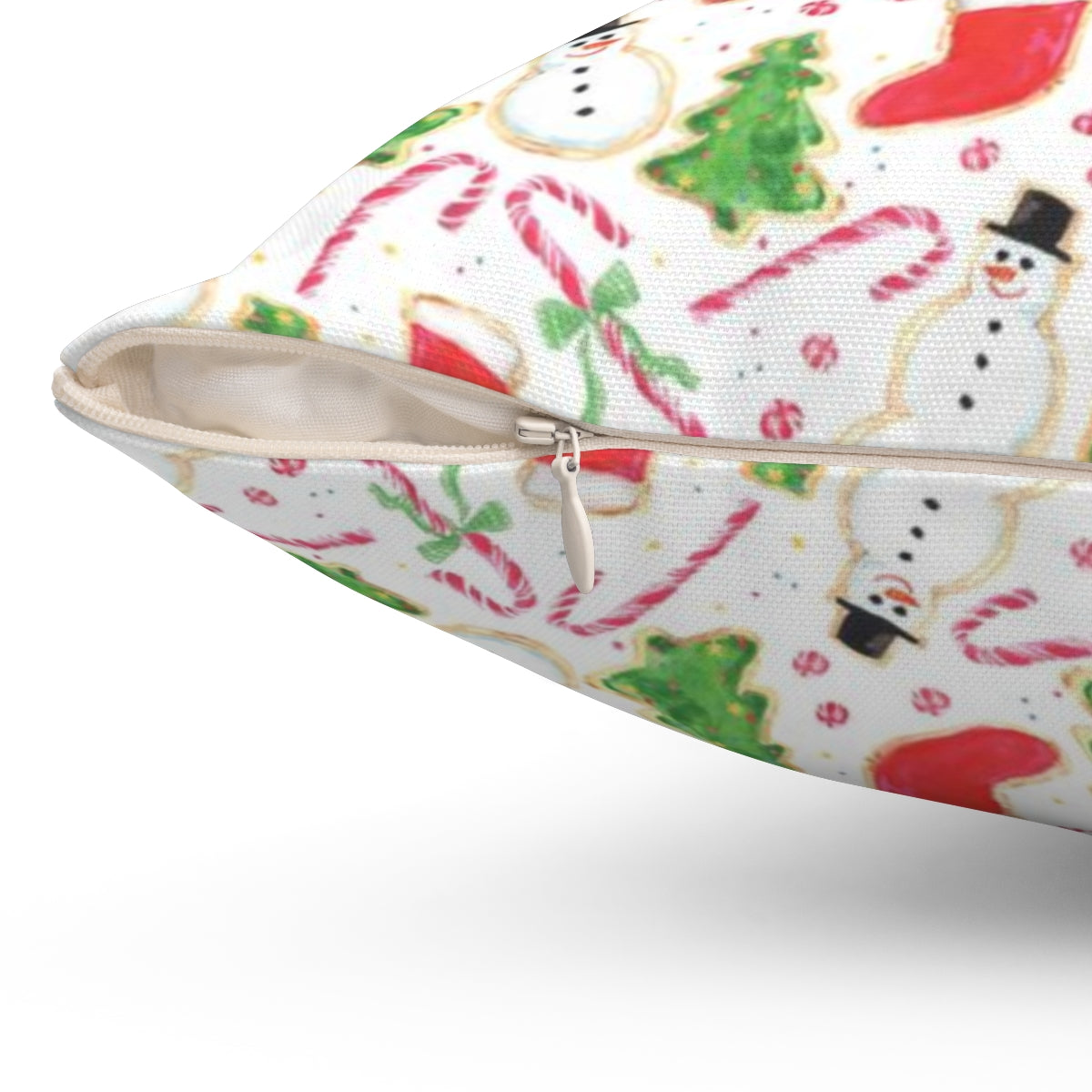 Watercolor Christmas Cookies Square Pillow by Artist Michelle Mospens