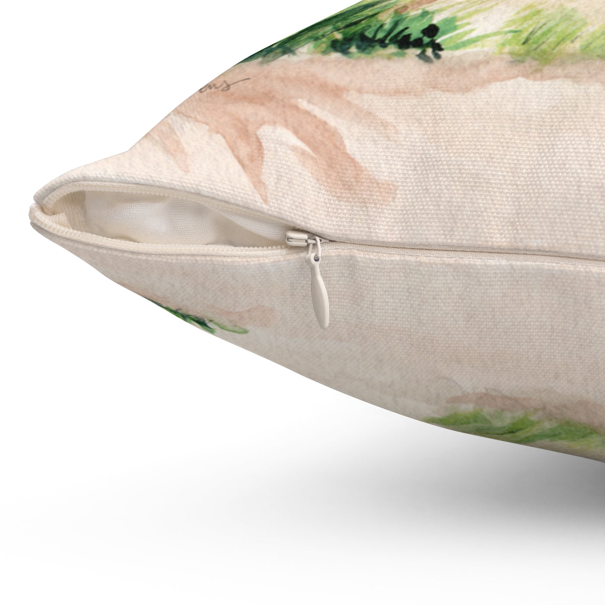 Watercolor Beach Scene Square Pillow by Artist Michelle Mospens