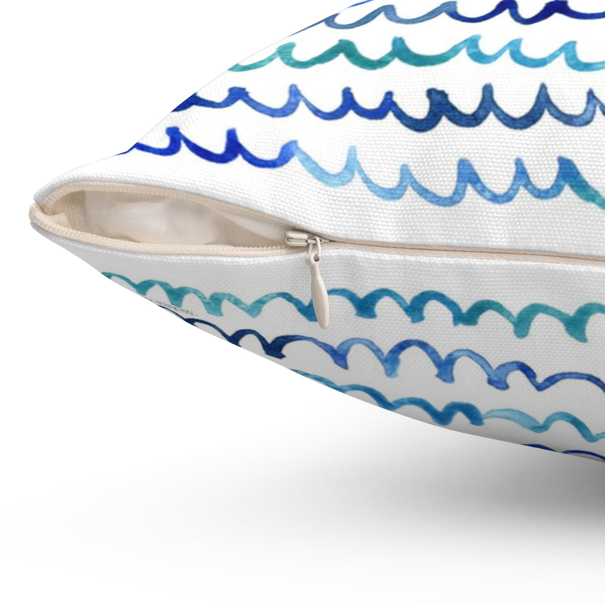 Watercolor Painterly Waves Coastal Square Pillow