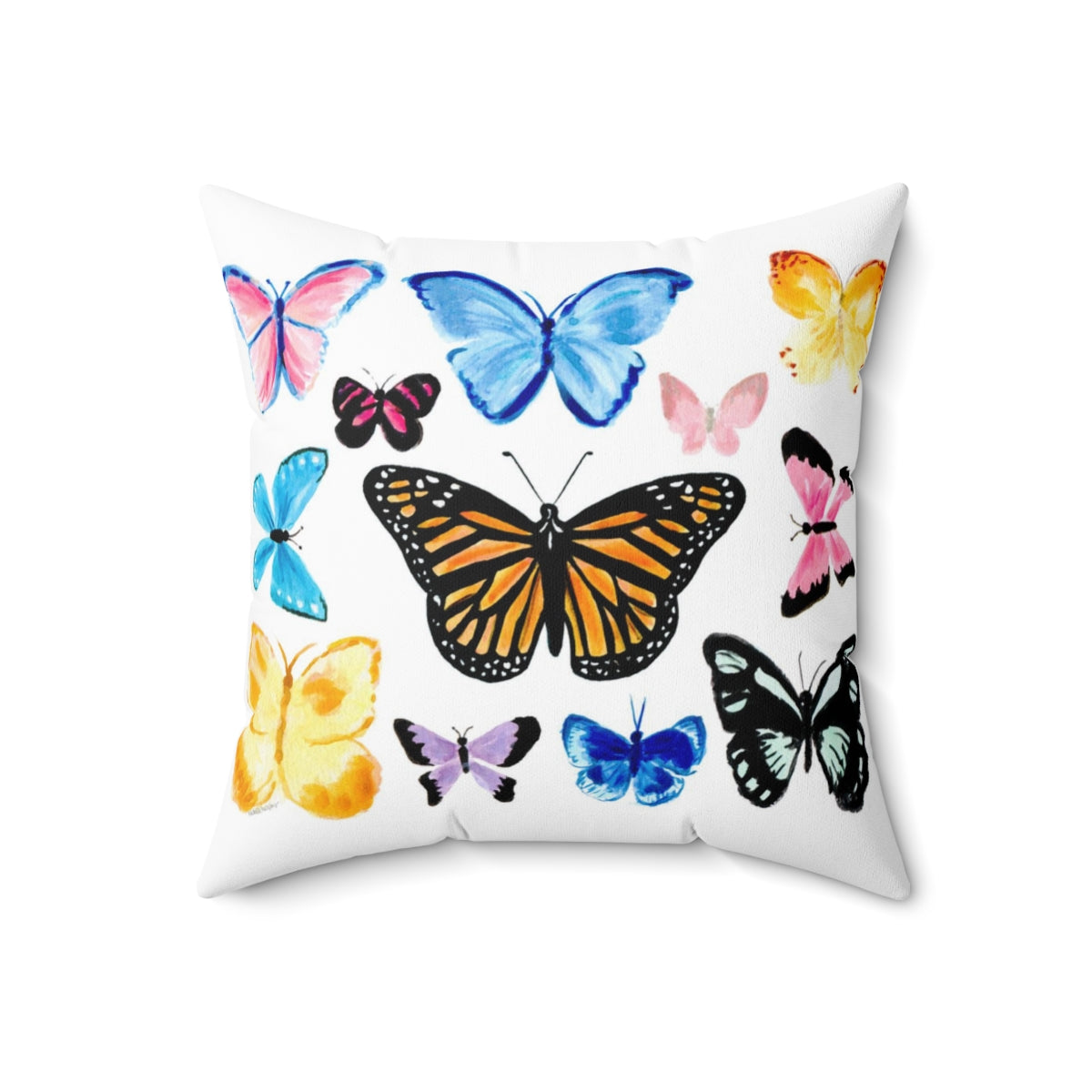 Whimsical Watercolor Butterflies Square Pillow
