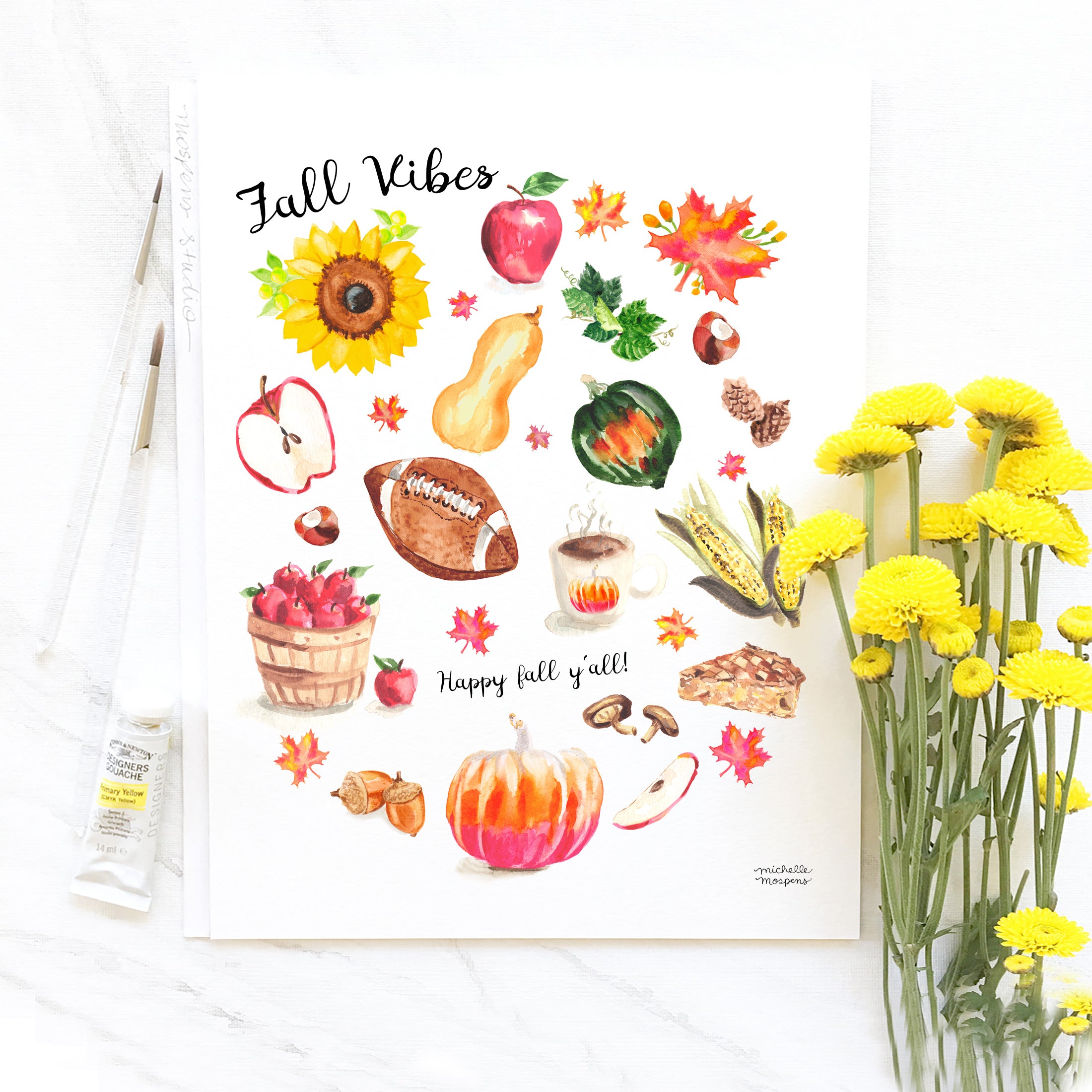 Fall Vibes Watercolor Art Print