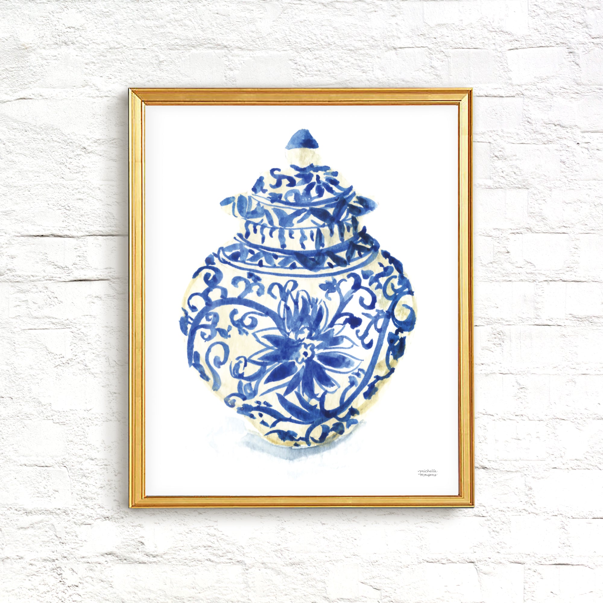 Watercolor Ginger Jar No4 Art Print