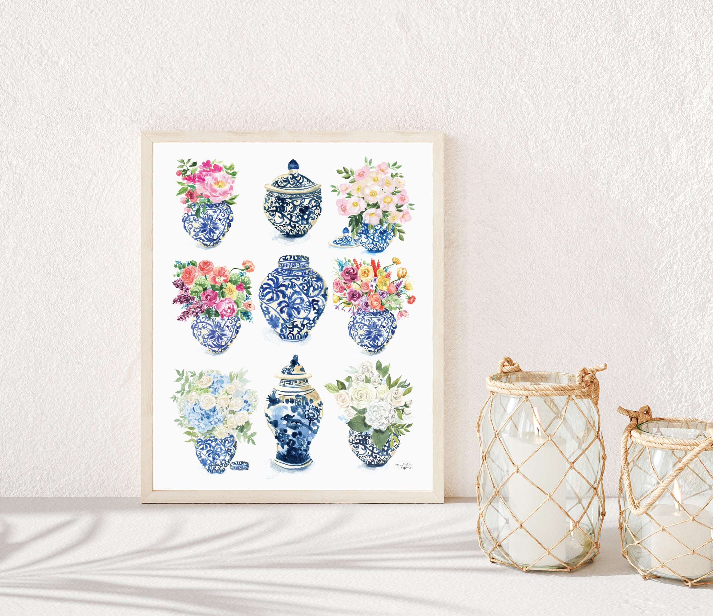 Watercolor Art Print - Ginger Jars Collection