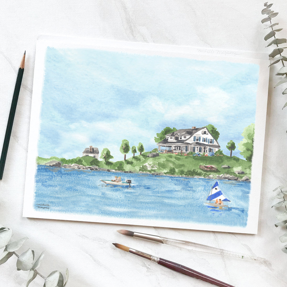 Custom Hand-painted House Illustration