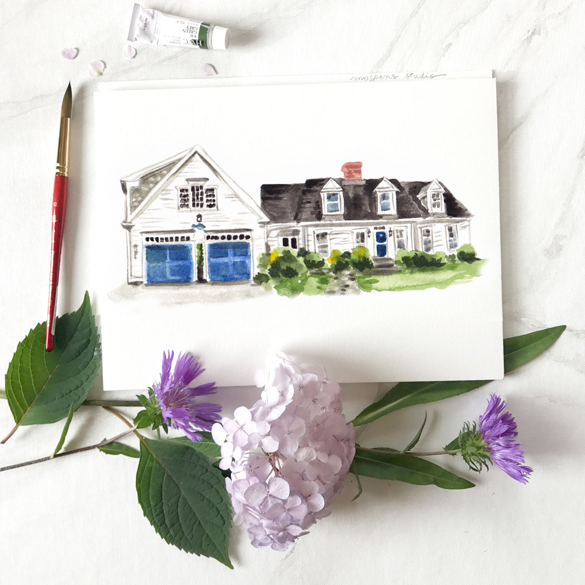 Custom Hand-painted House Illustration