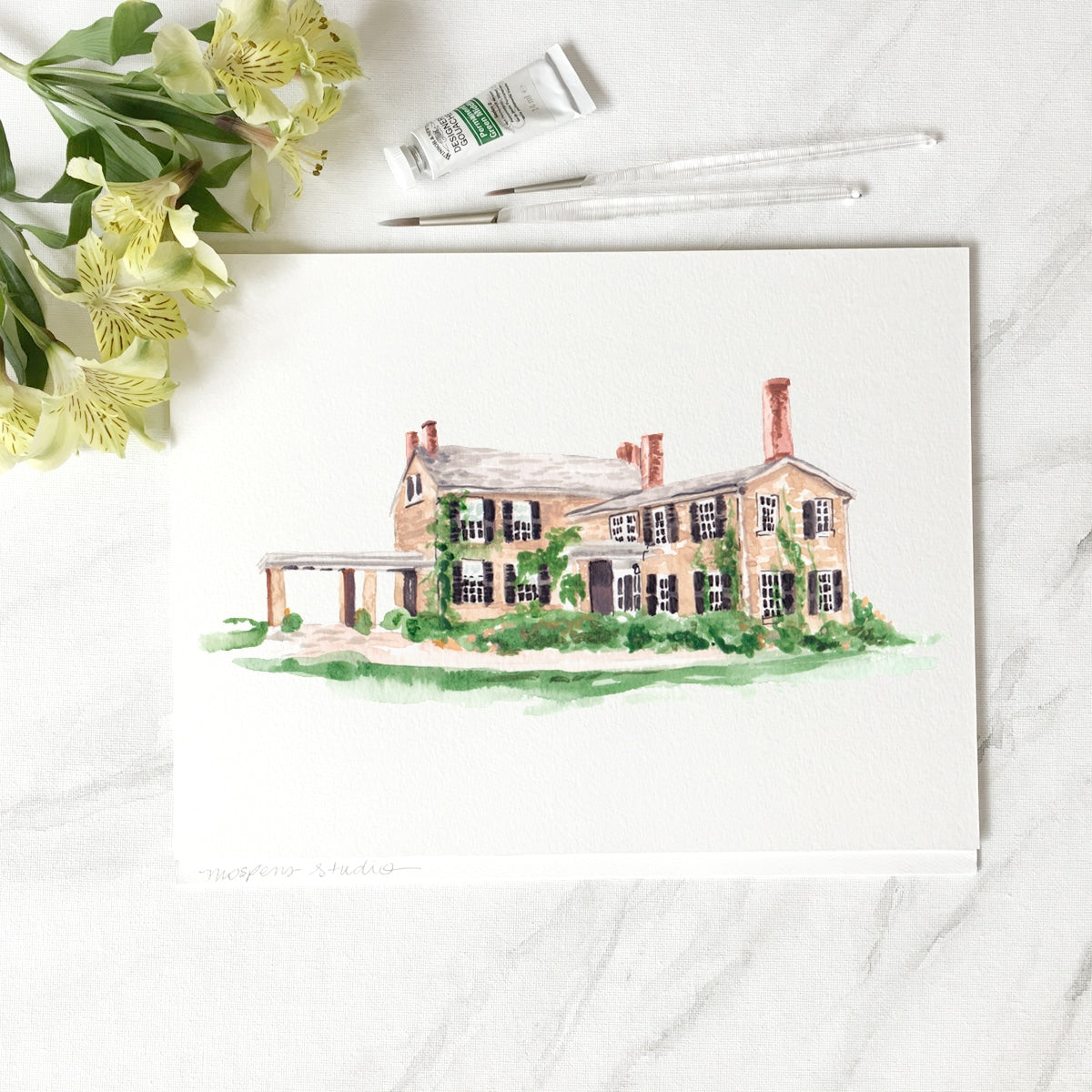 Custom Hand-painted House Illustration