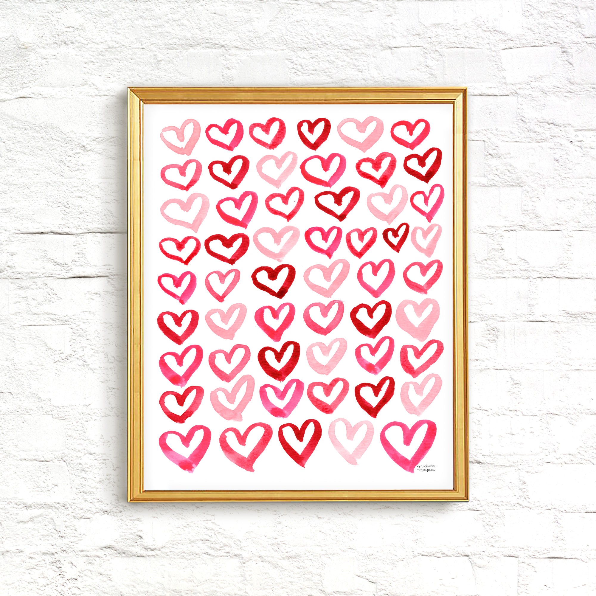 Watercolor Hearts Art Print by Michelle Mospens