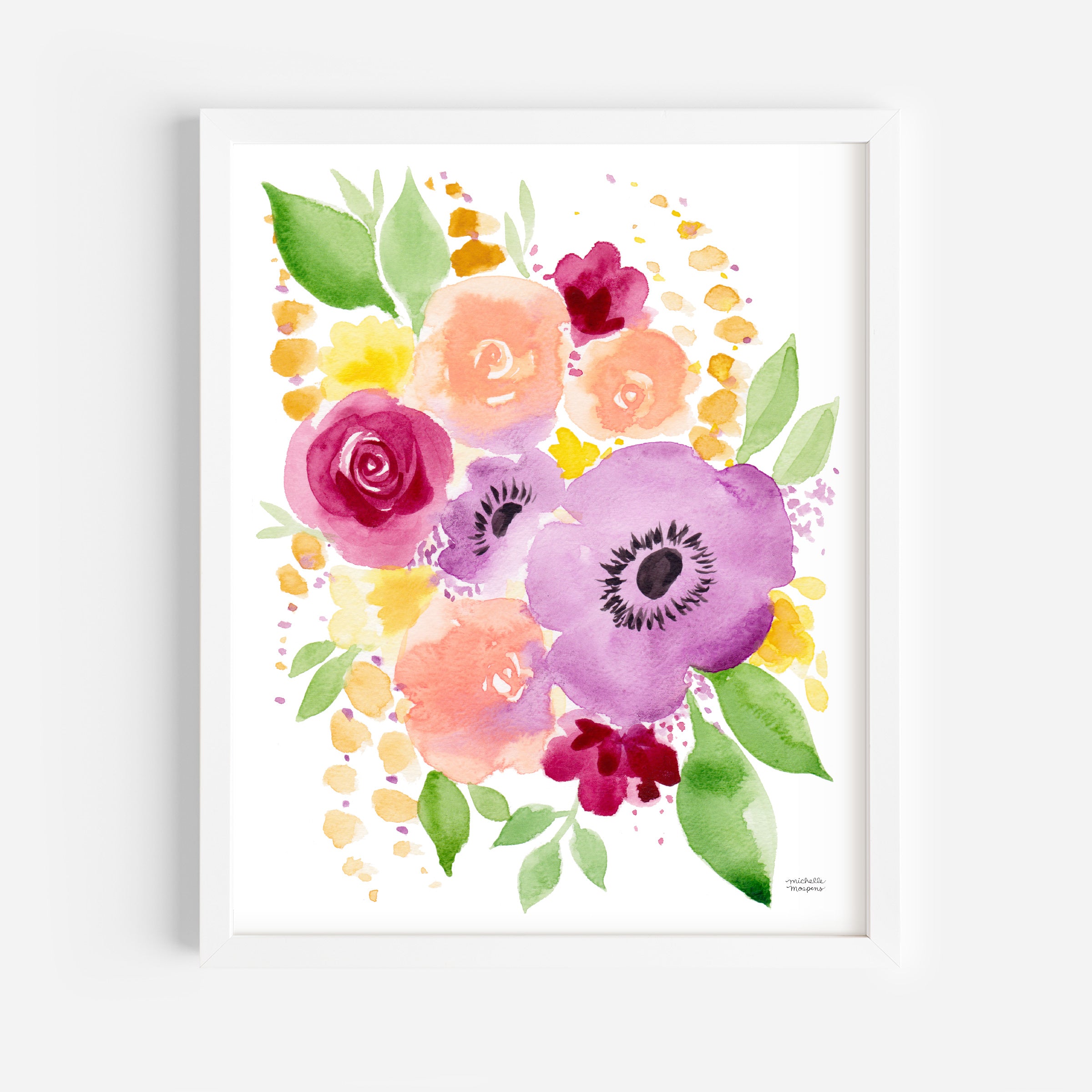 Just Peachy Floral Watercolor Wall Art Print