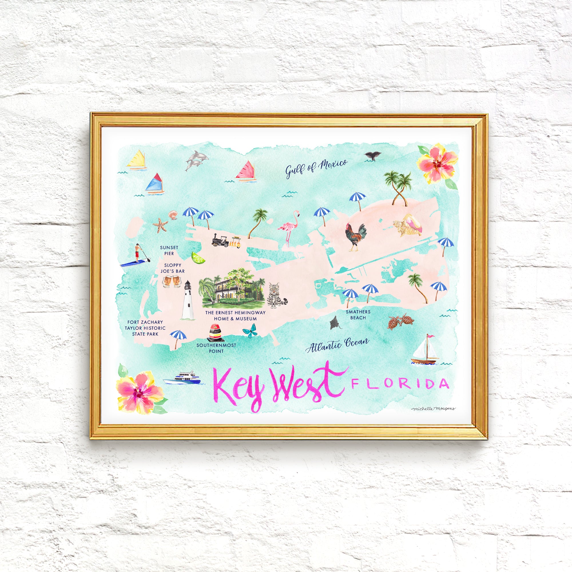 Key West Florida Map Art Print