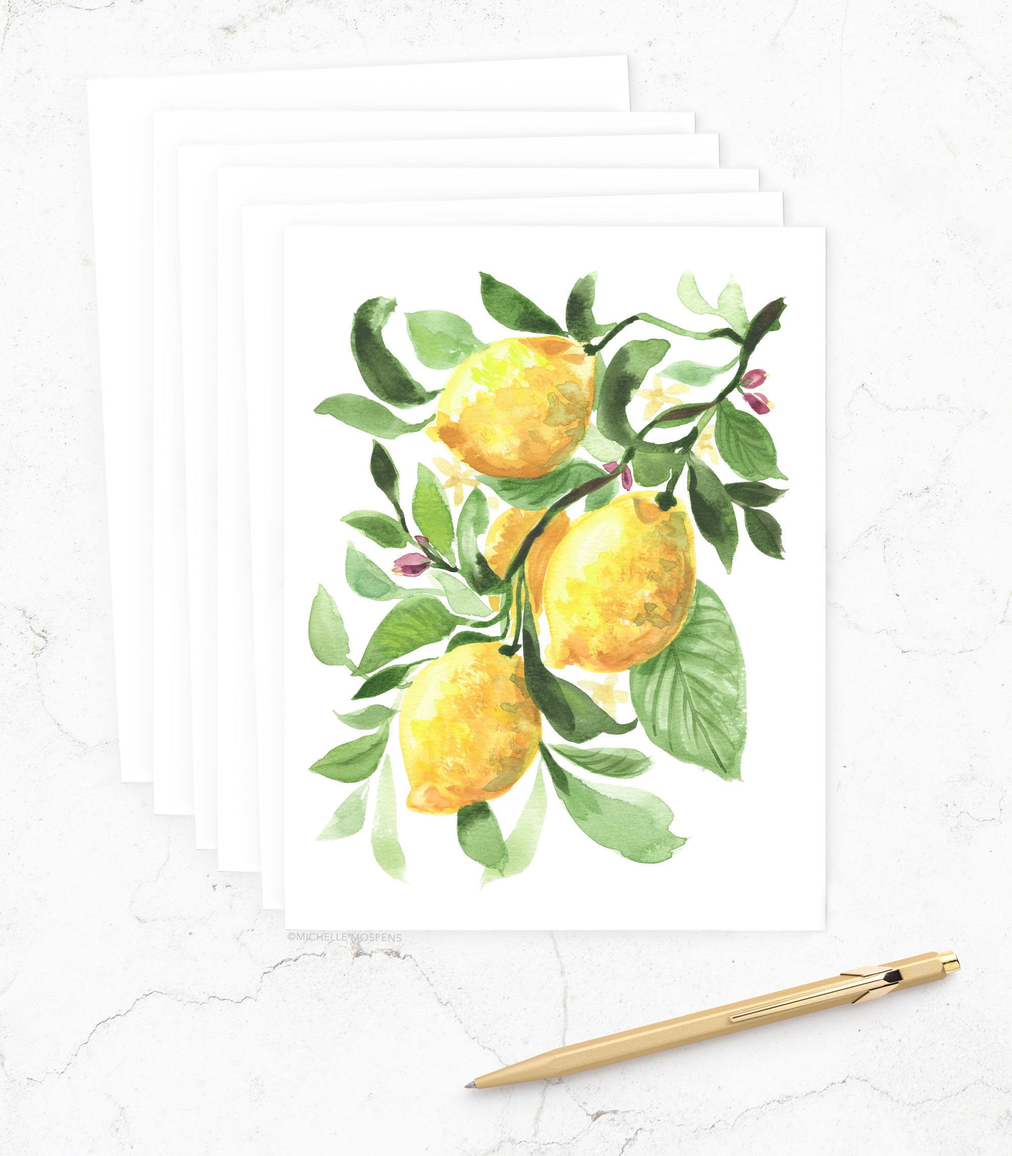 Watercolor Lemons Card Set by Michelle Mospens