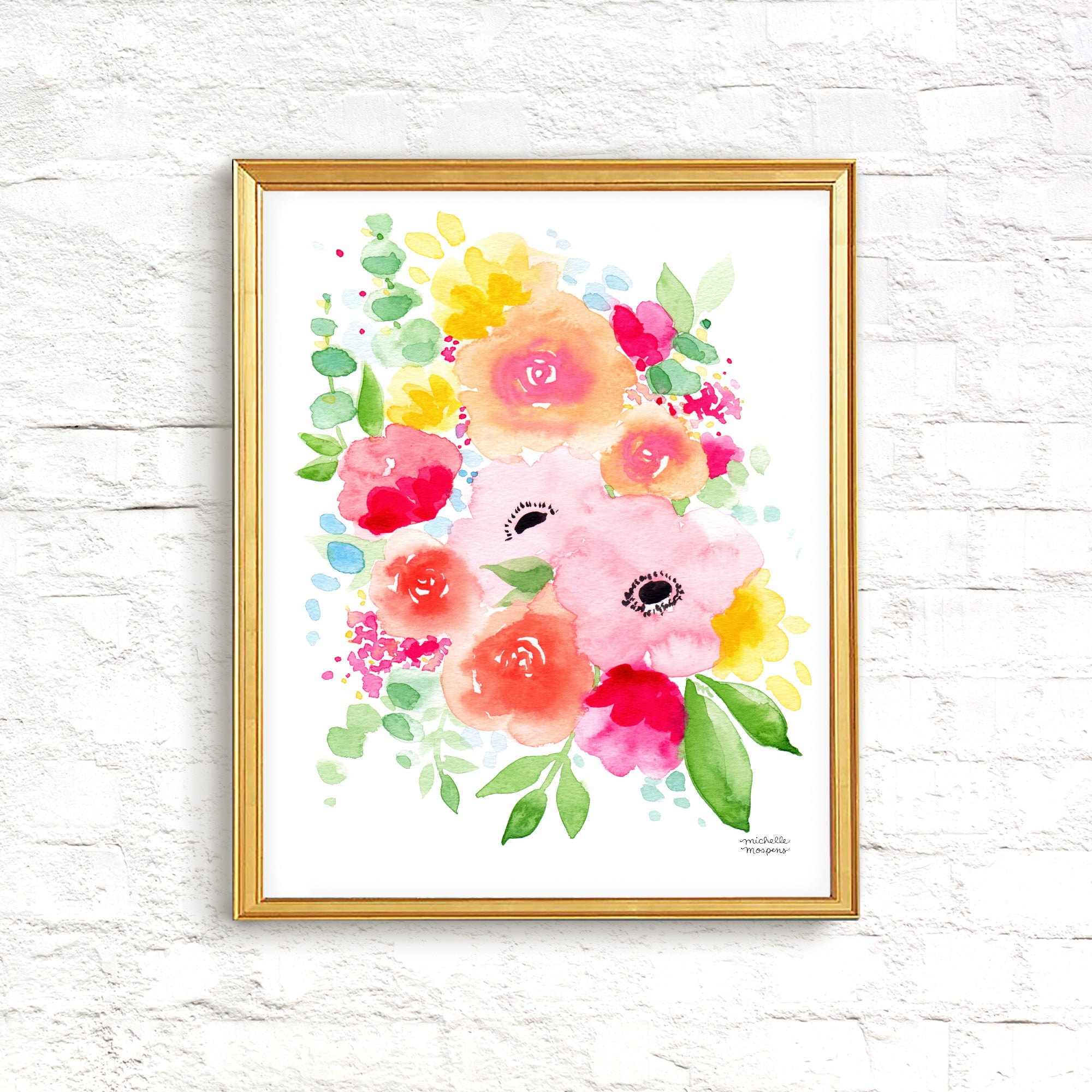 Long Lasting Flowers Watercolor Wall Art Print