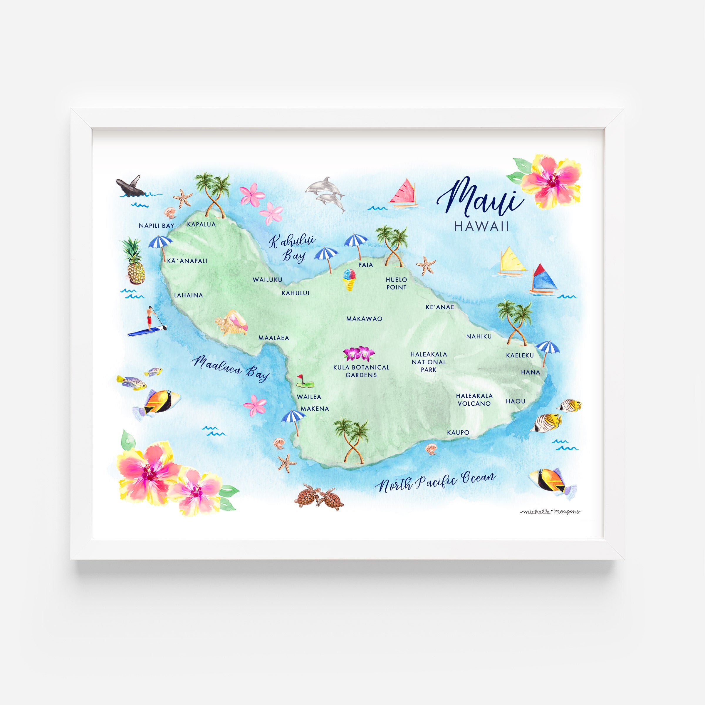 Maui Hawaii Map Art Print