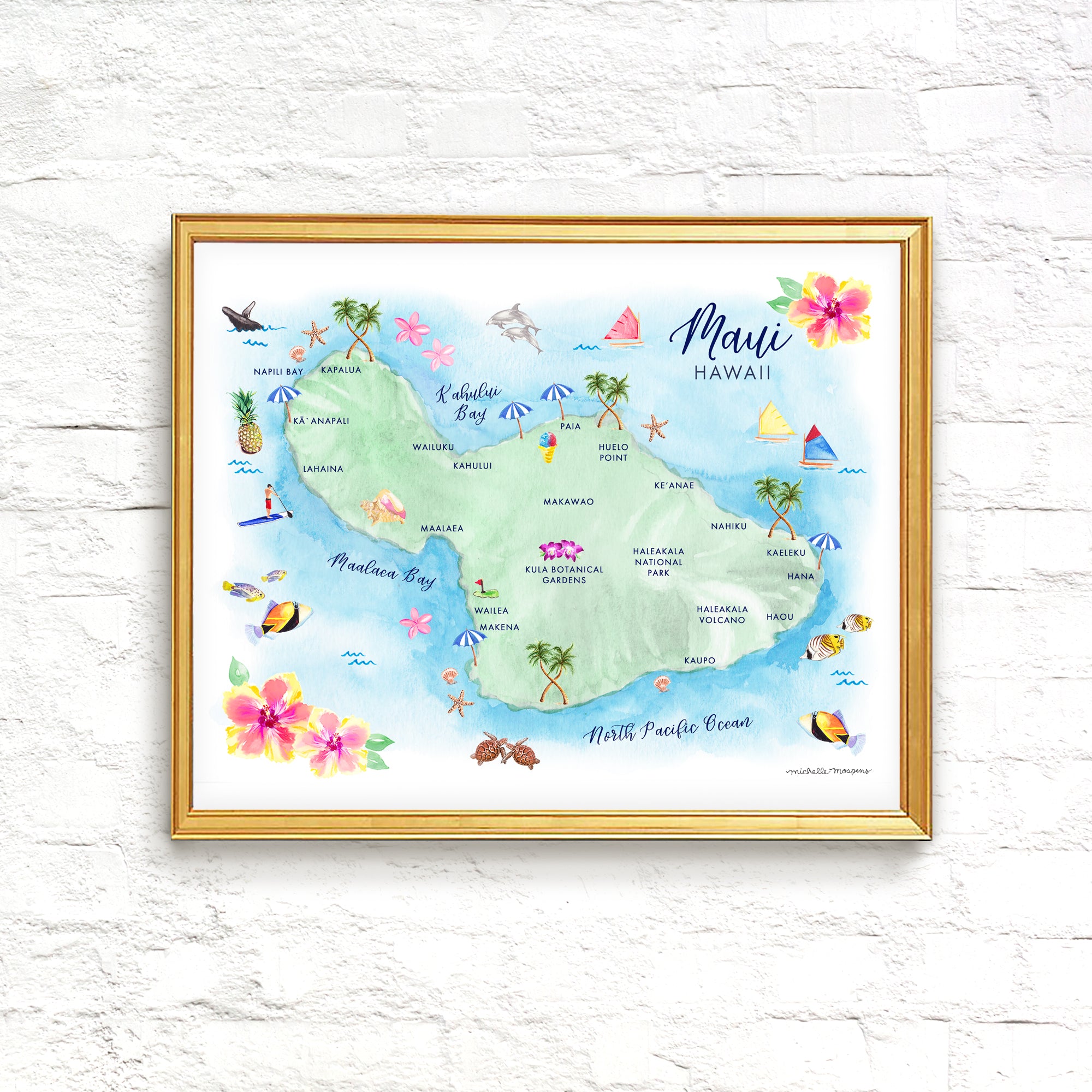 Maui Hawaii Map Art Print