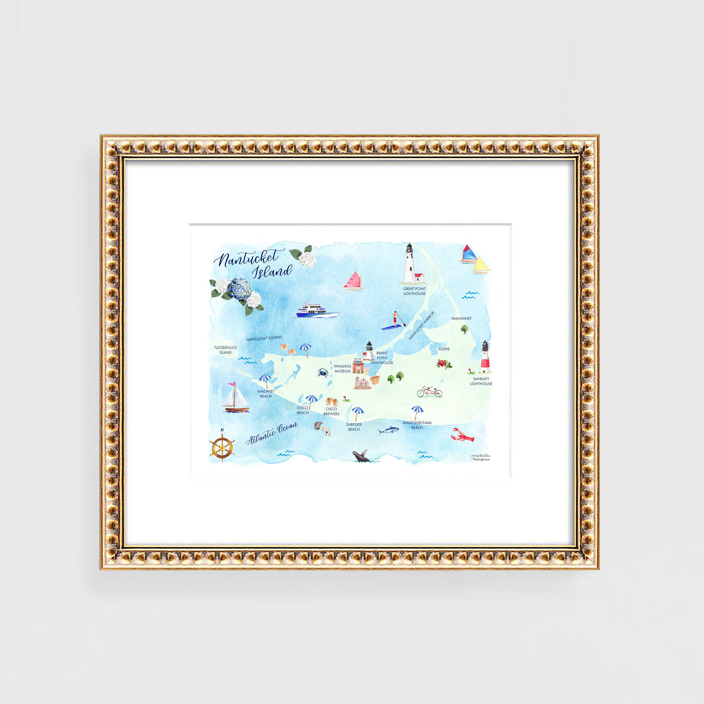 Nantucket Map Art Print