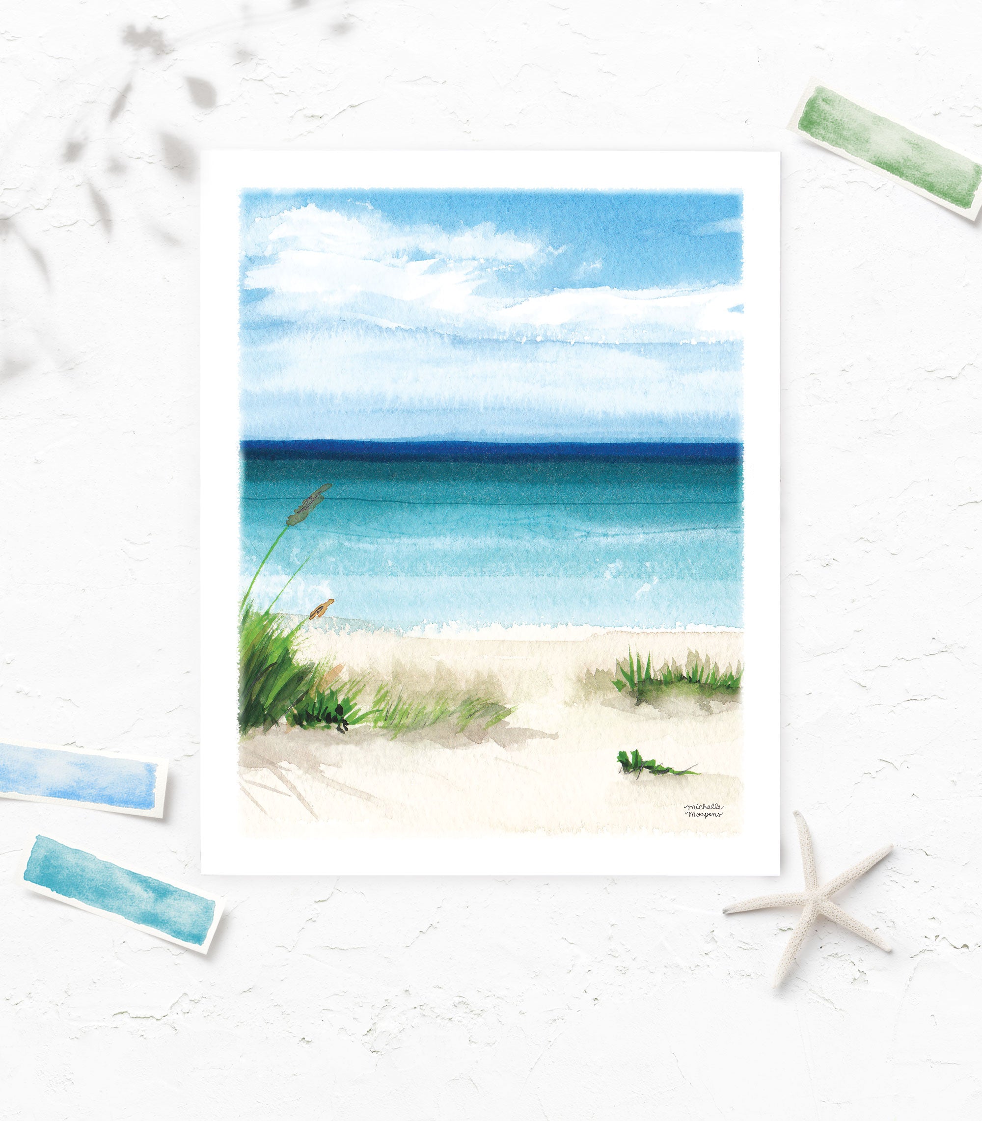 Beach Scene No2 Watercolor Art Print