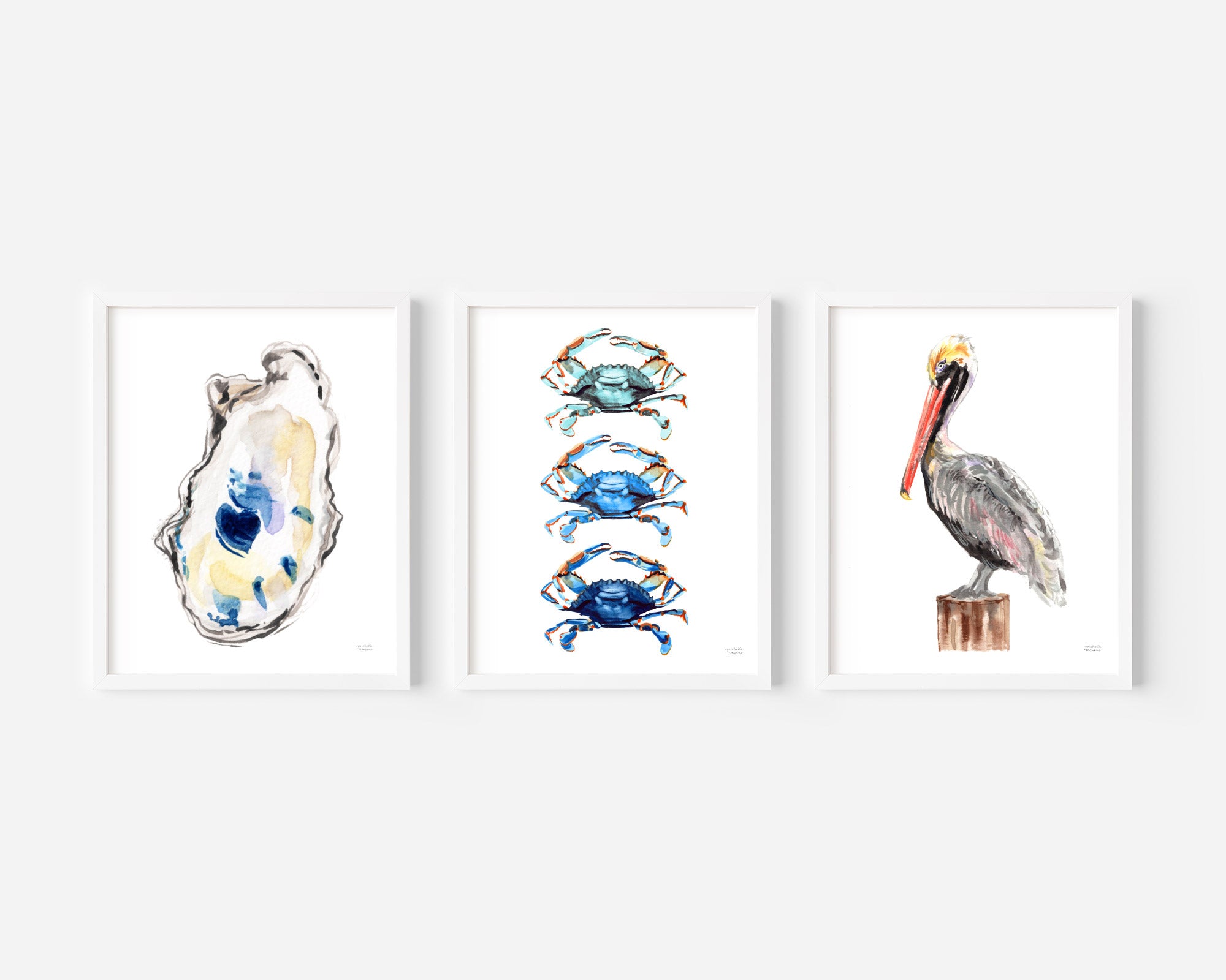 Coastal Vibes Watercolor Wall Art Print Set of 3