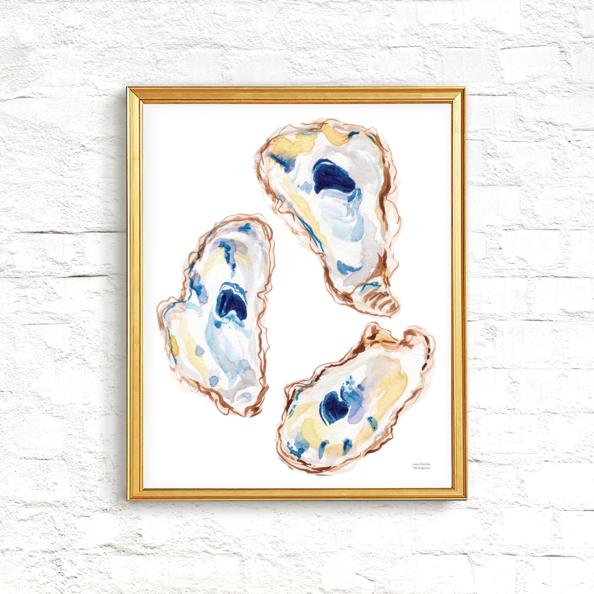 Watercolor Oyster Shells No3 Art Print