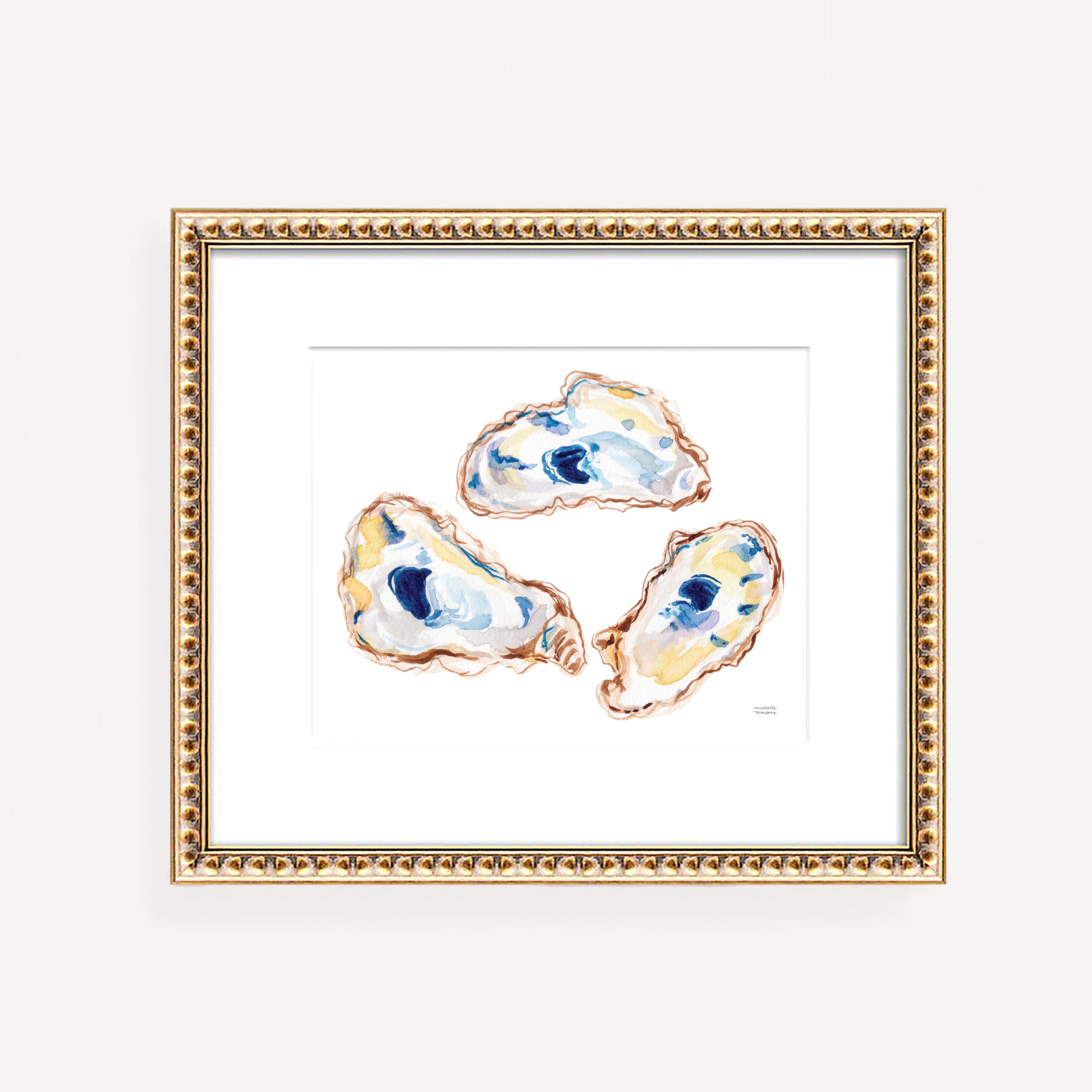 Watercolor Oysters No11 Wall Art Print Coastal Decor