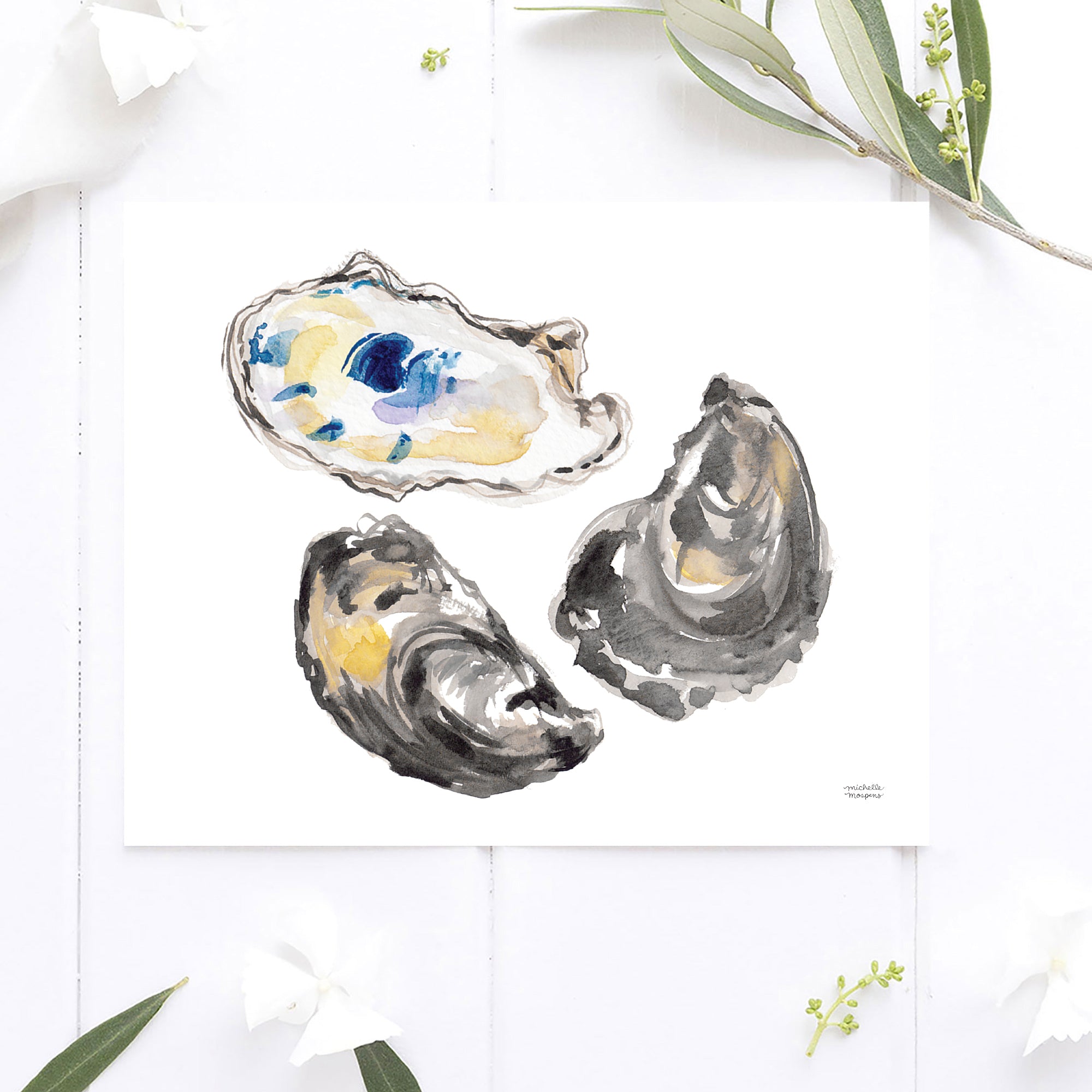 Watercolor Oysters No10 Art Print