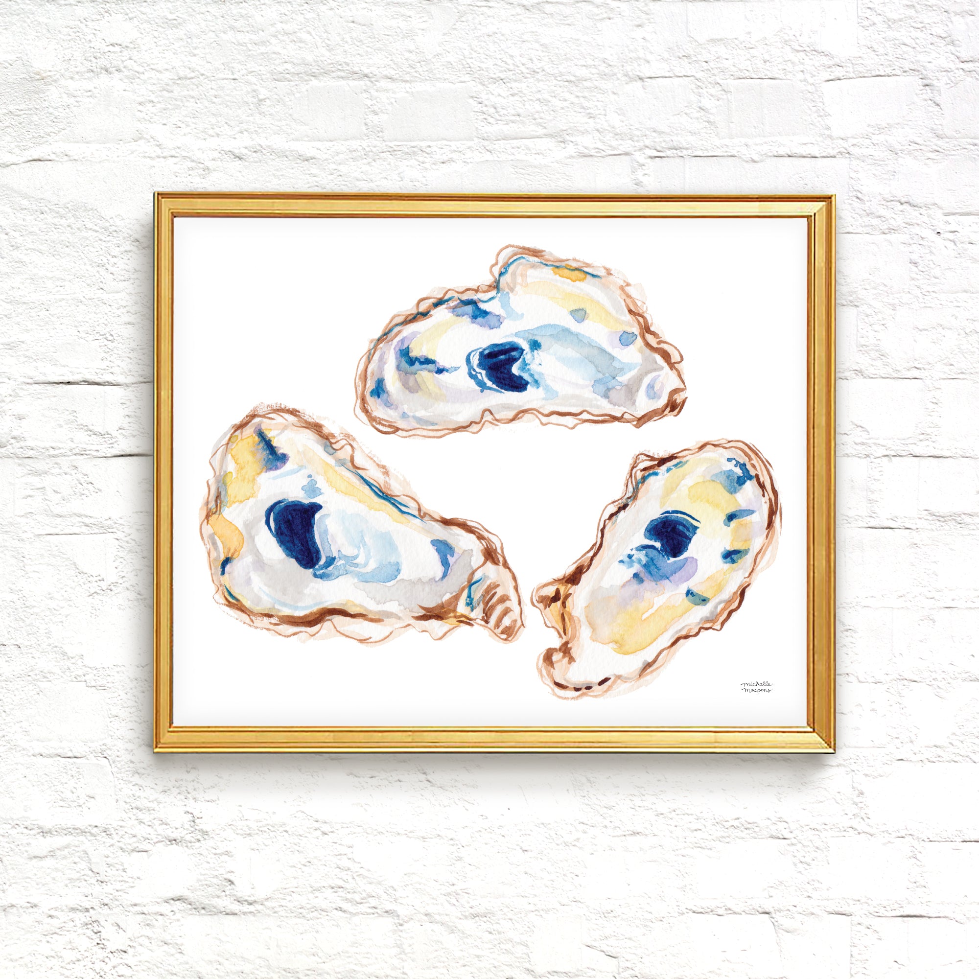 Watercolor Oysters No11 Wall Art Print Coastal Decor