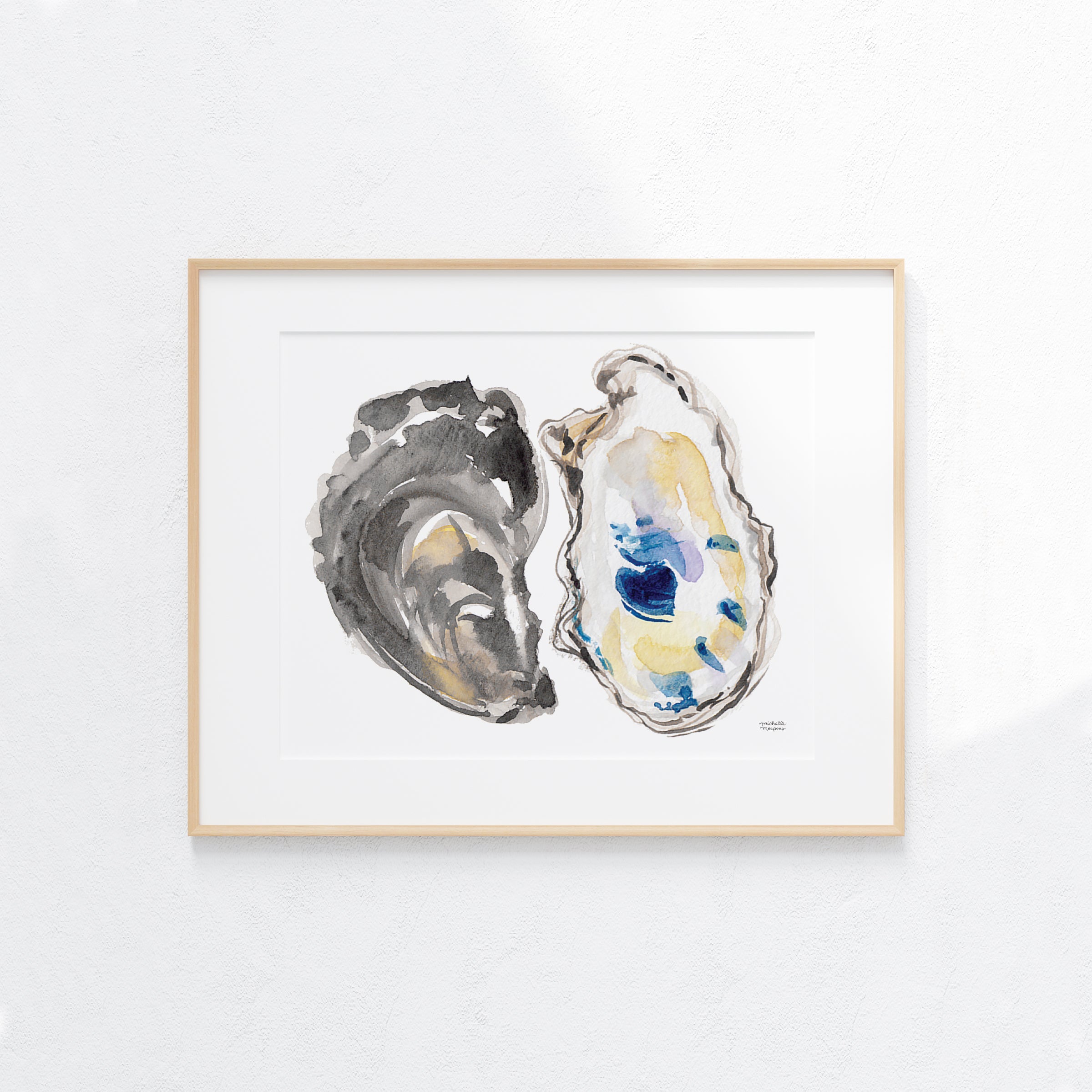 Watercolor Oysters No2 Unframed Wall Art Print Coastal Wall Decor