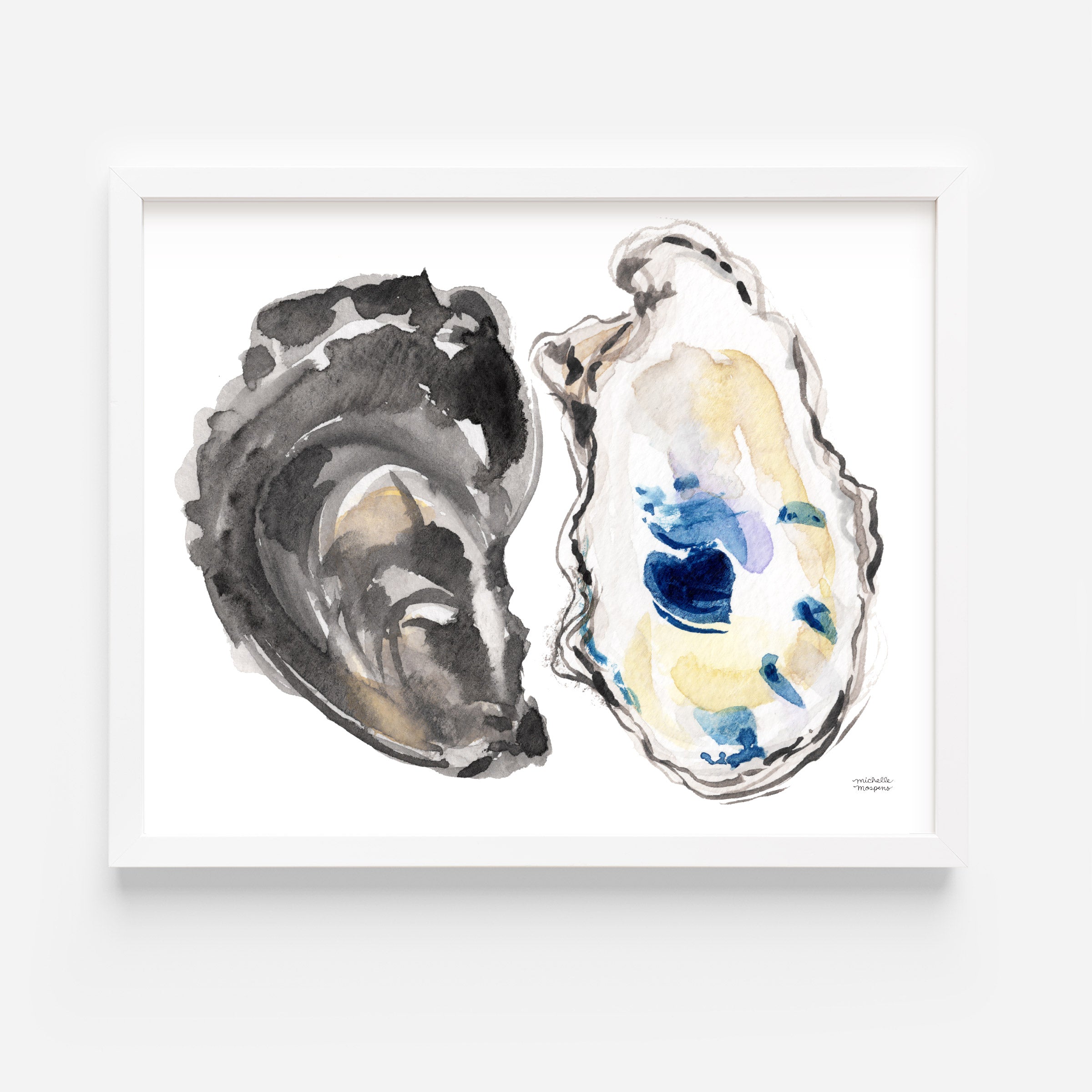 Watercolor Oysters No2 Unframed Wall Art Print Coastal Wall Decor