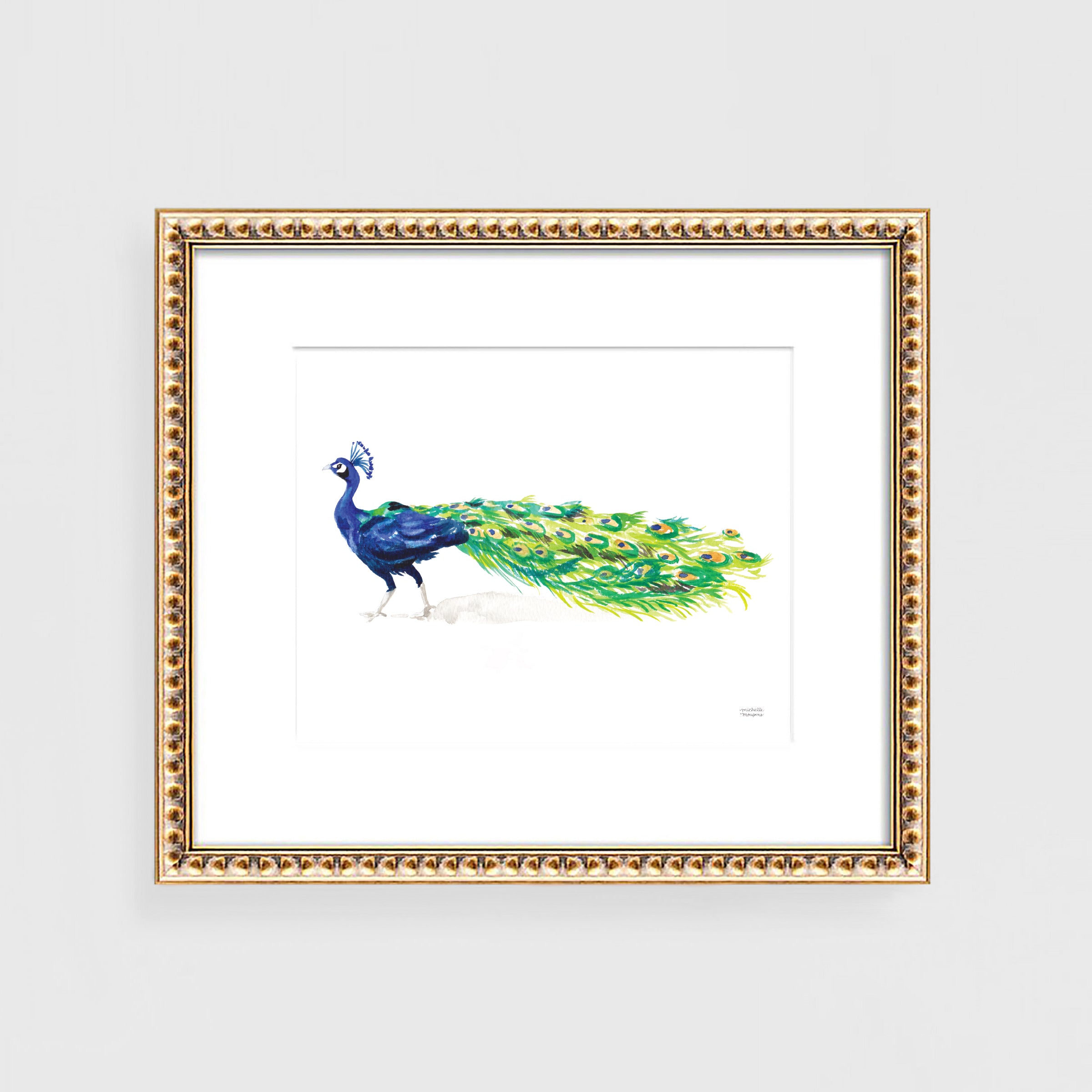 Watercolor Peacock No. 2 Wall Art Print