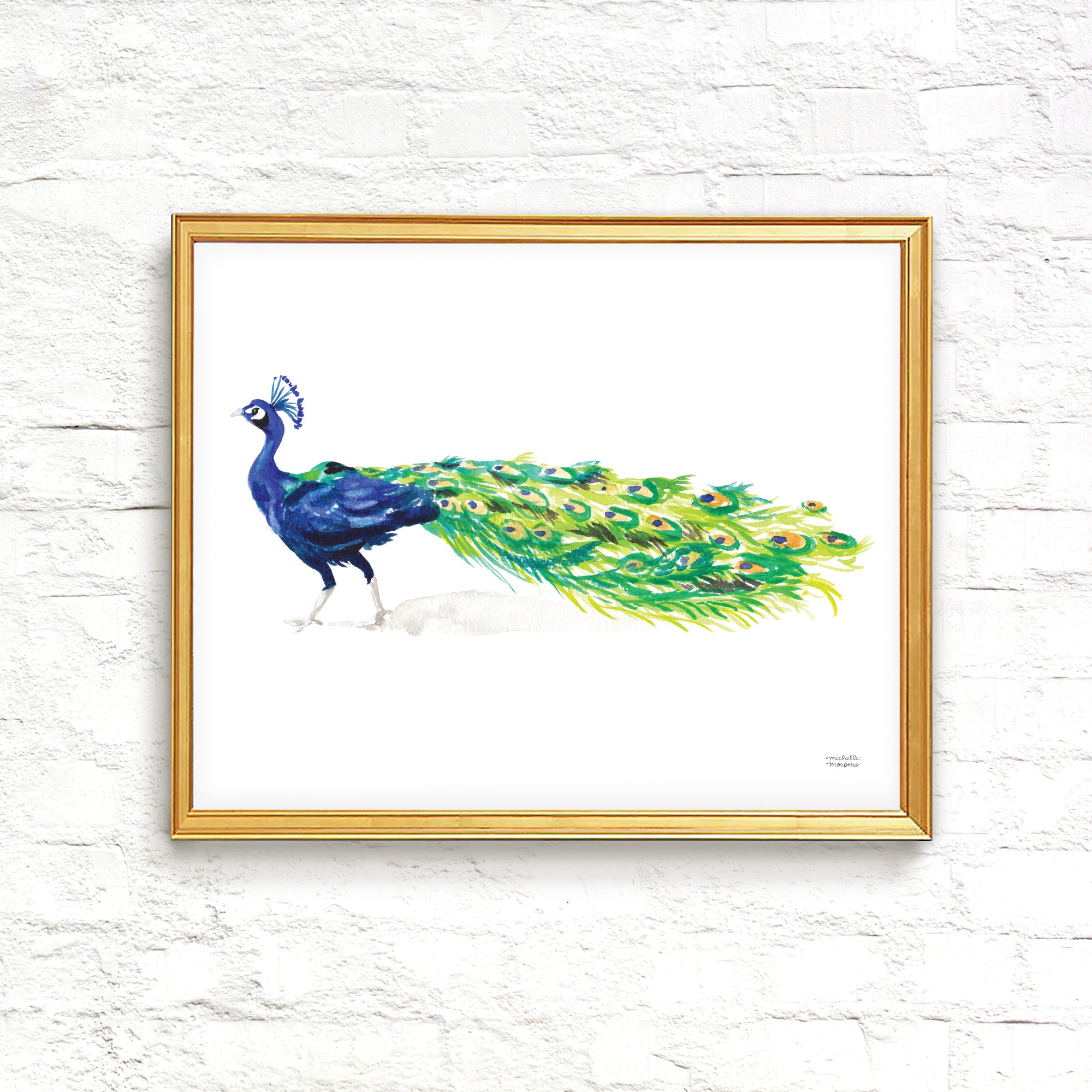 Watercolor Peacock No. 2 Wall Art Print