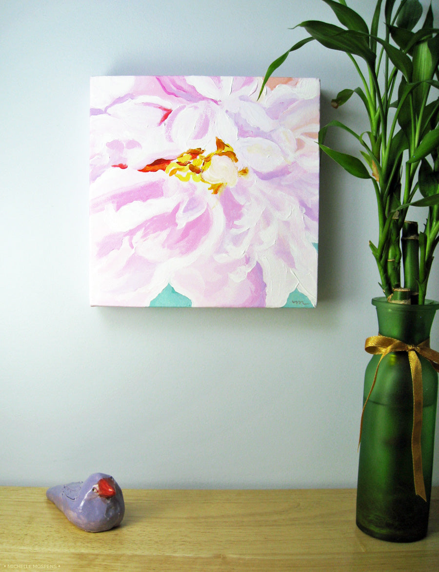 That Evening Painting | Small Abstract Peony Flower Painting
