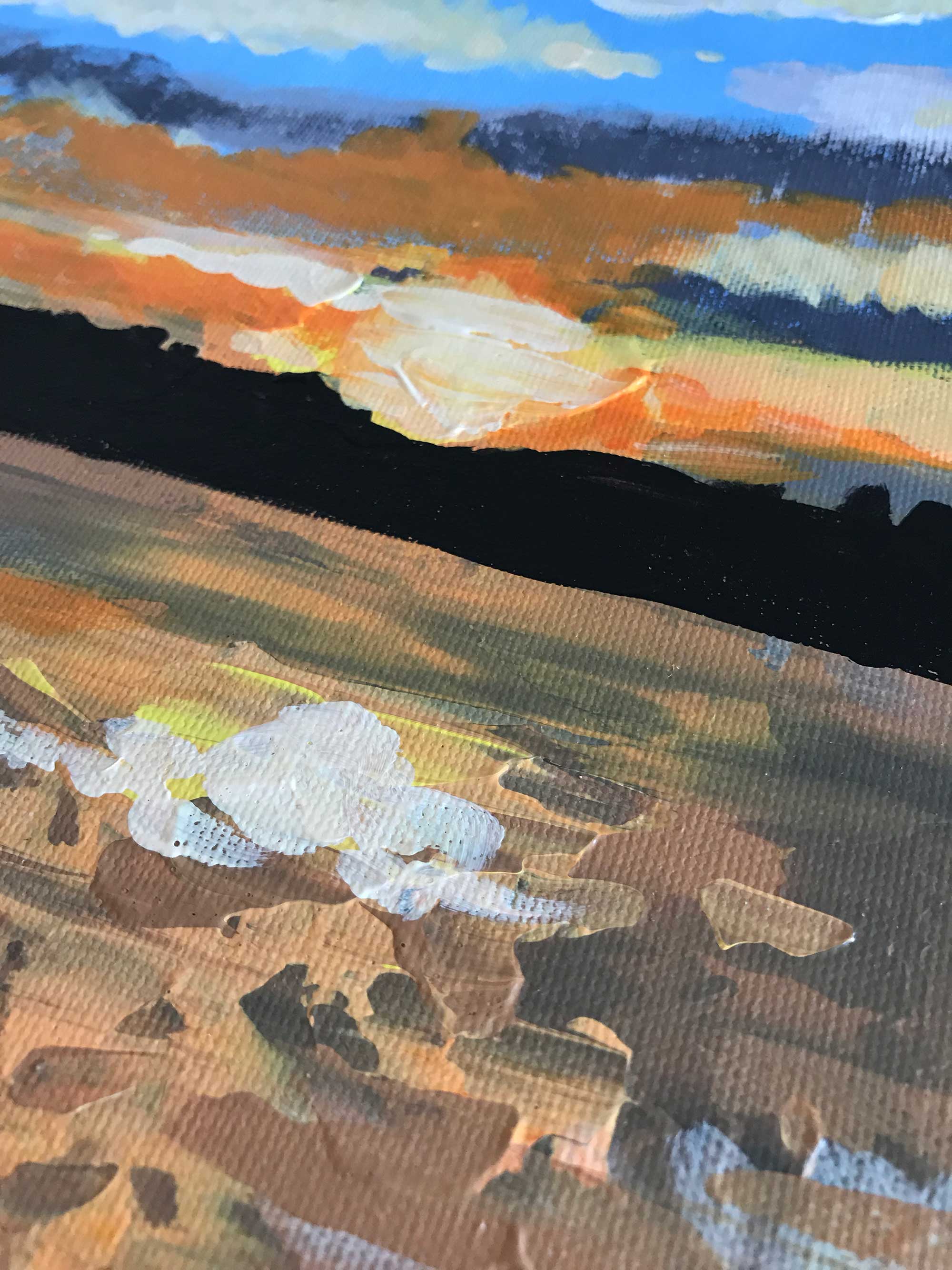 Rose Moon No. 1 | Lake Sunset Original Large Canvas Painting