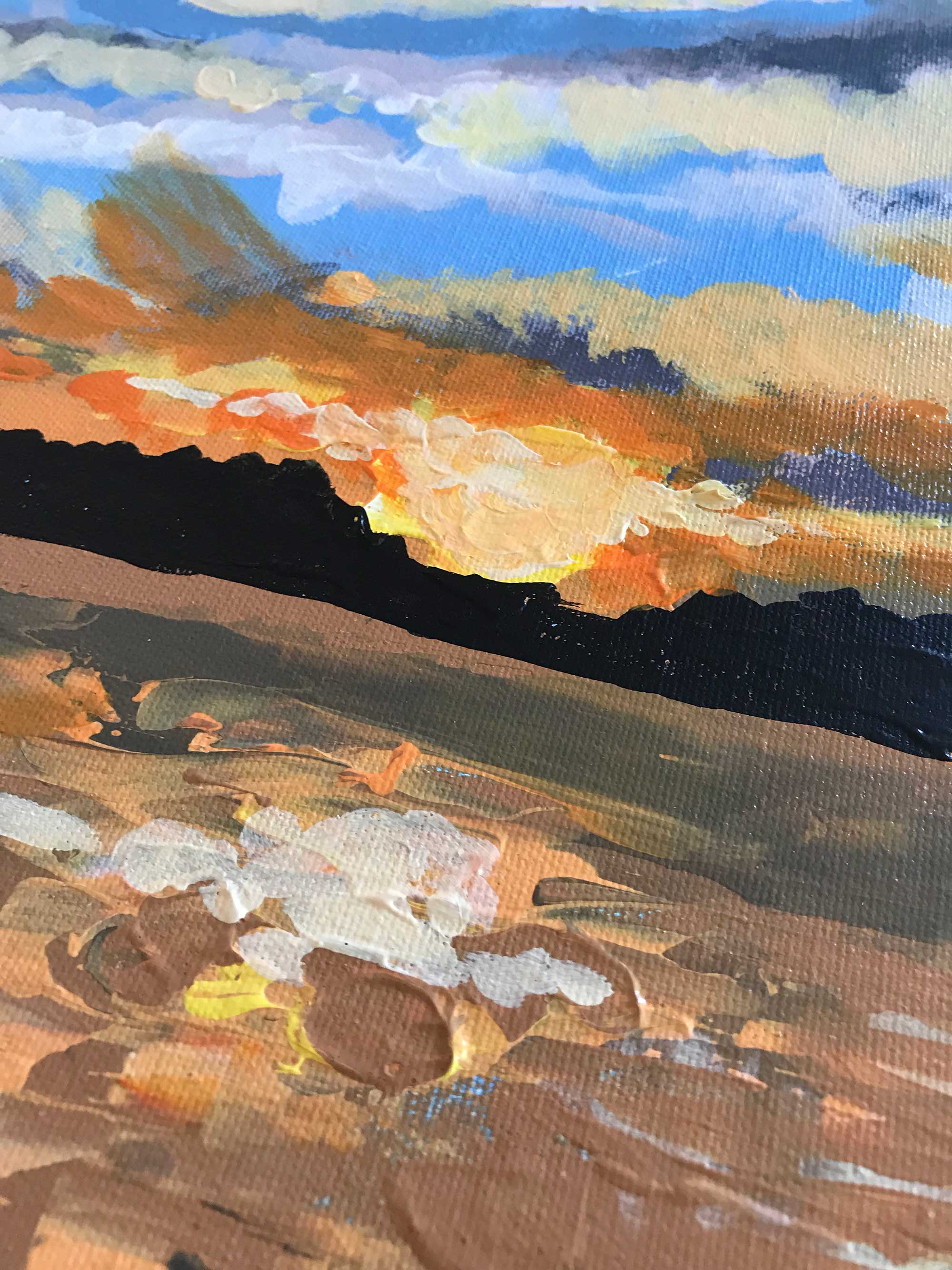 Rose Moon No. 2 | Lake Sunset Original Large Canvas Painting