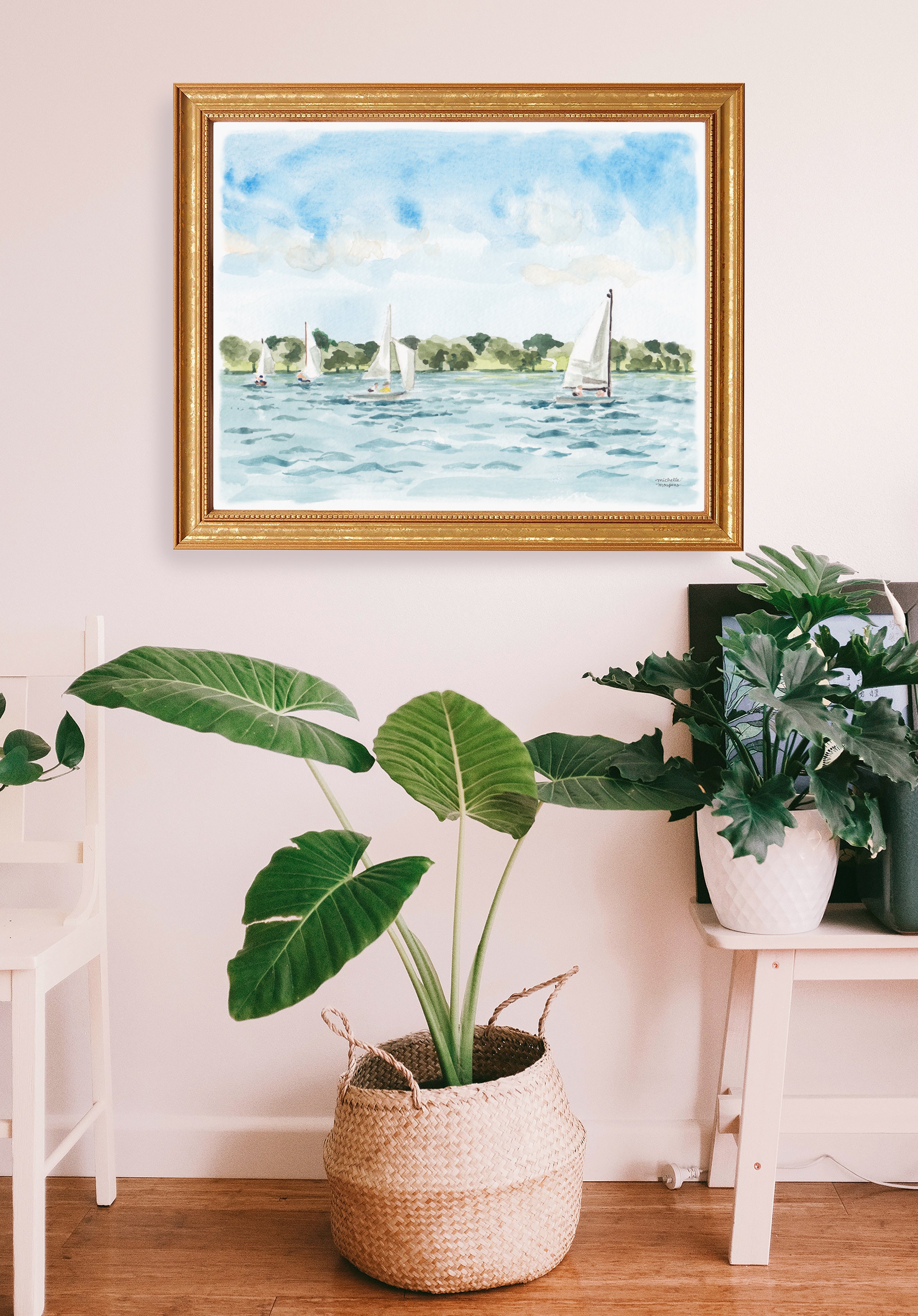 Watercolor Sailing No1 Extra Large Wall Art Print by Michelle Mospens