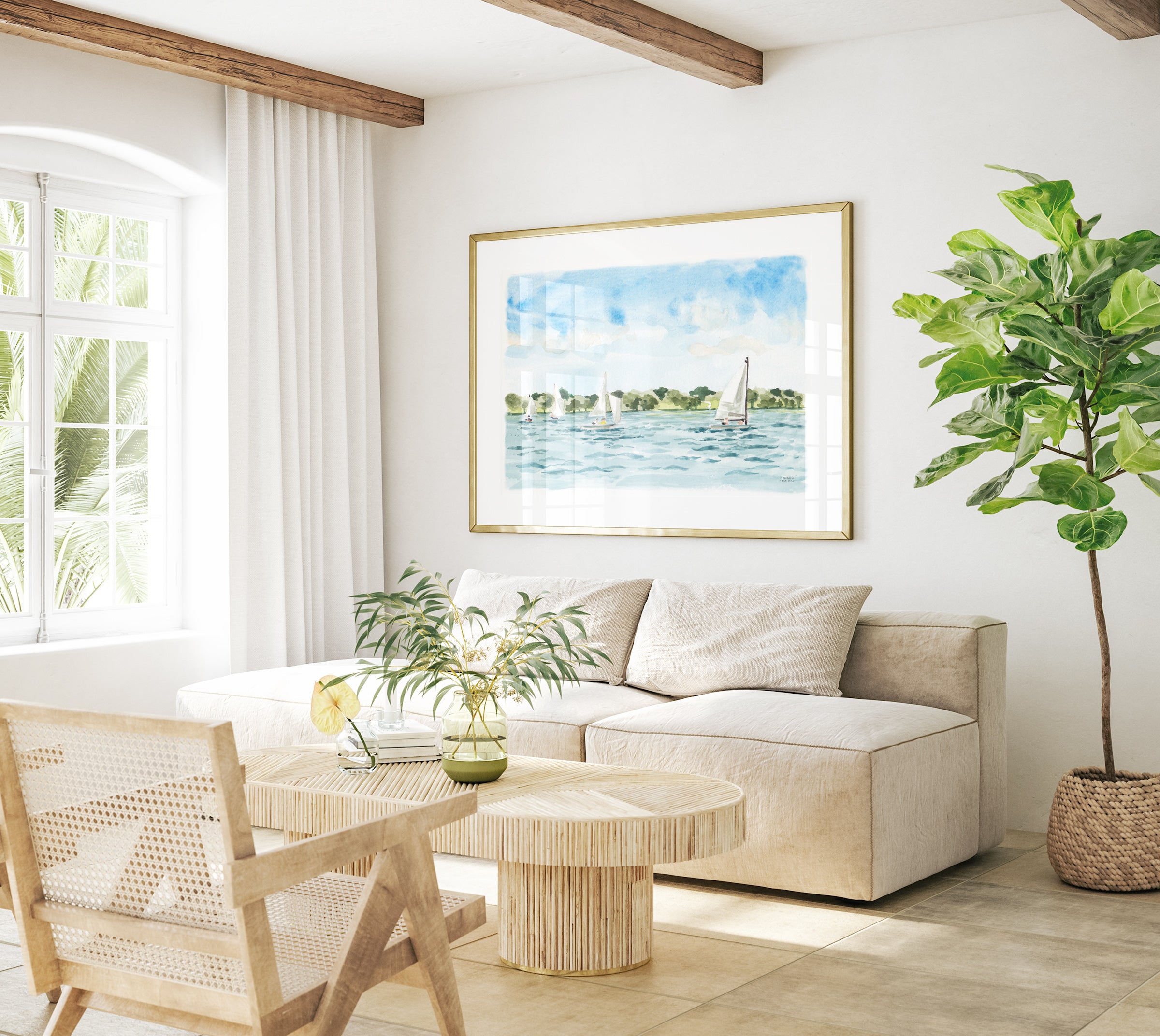 Watercolor Sailing No1 Extra Large Wall Art Print by Michelle Mospens