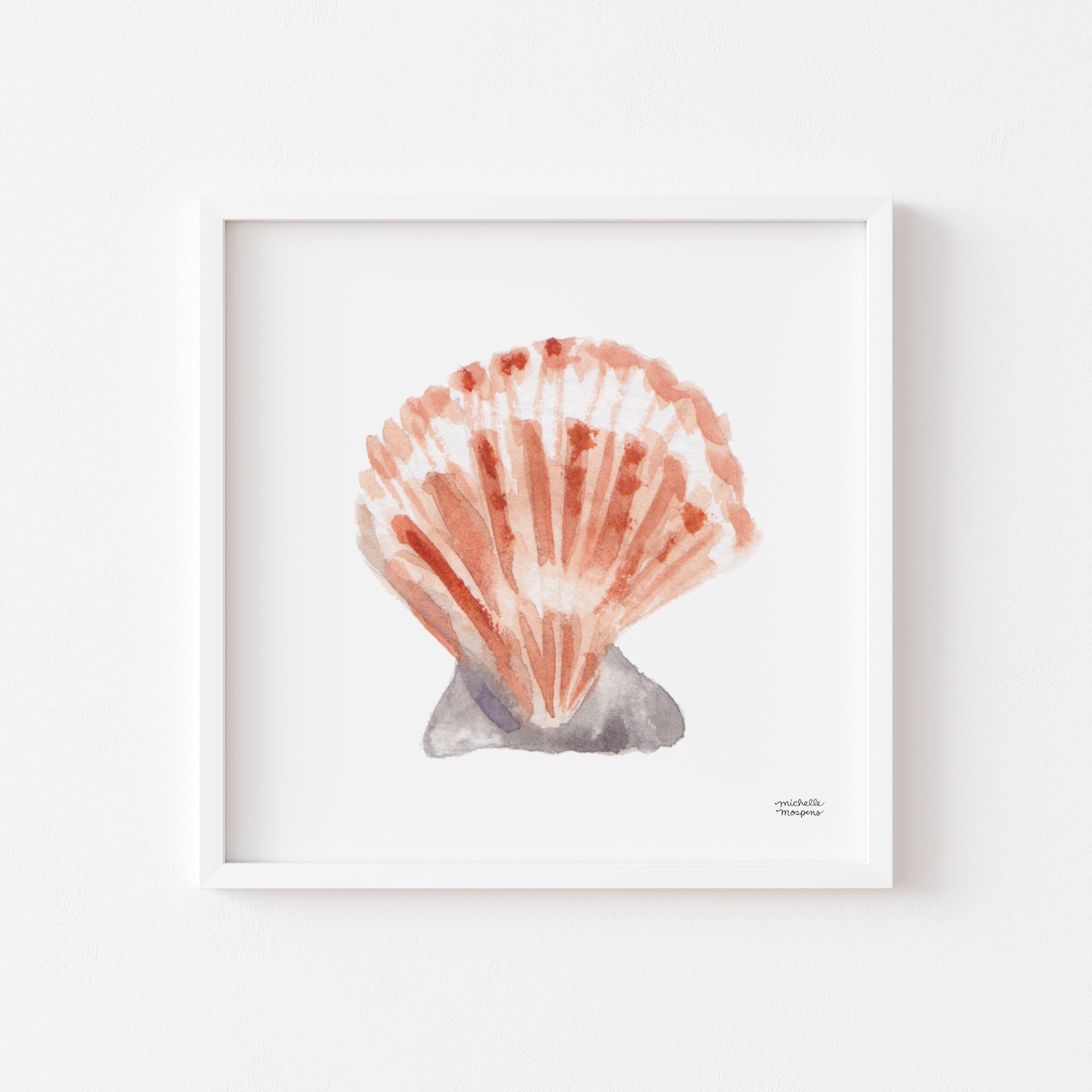 Scallop Seashell Watercolor Print