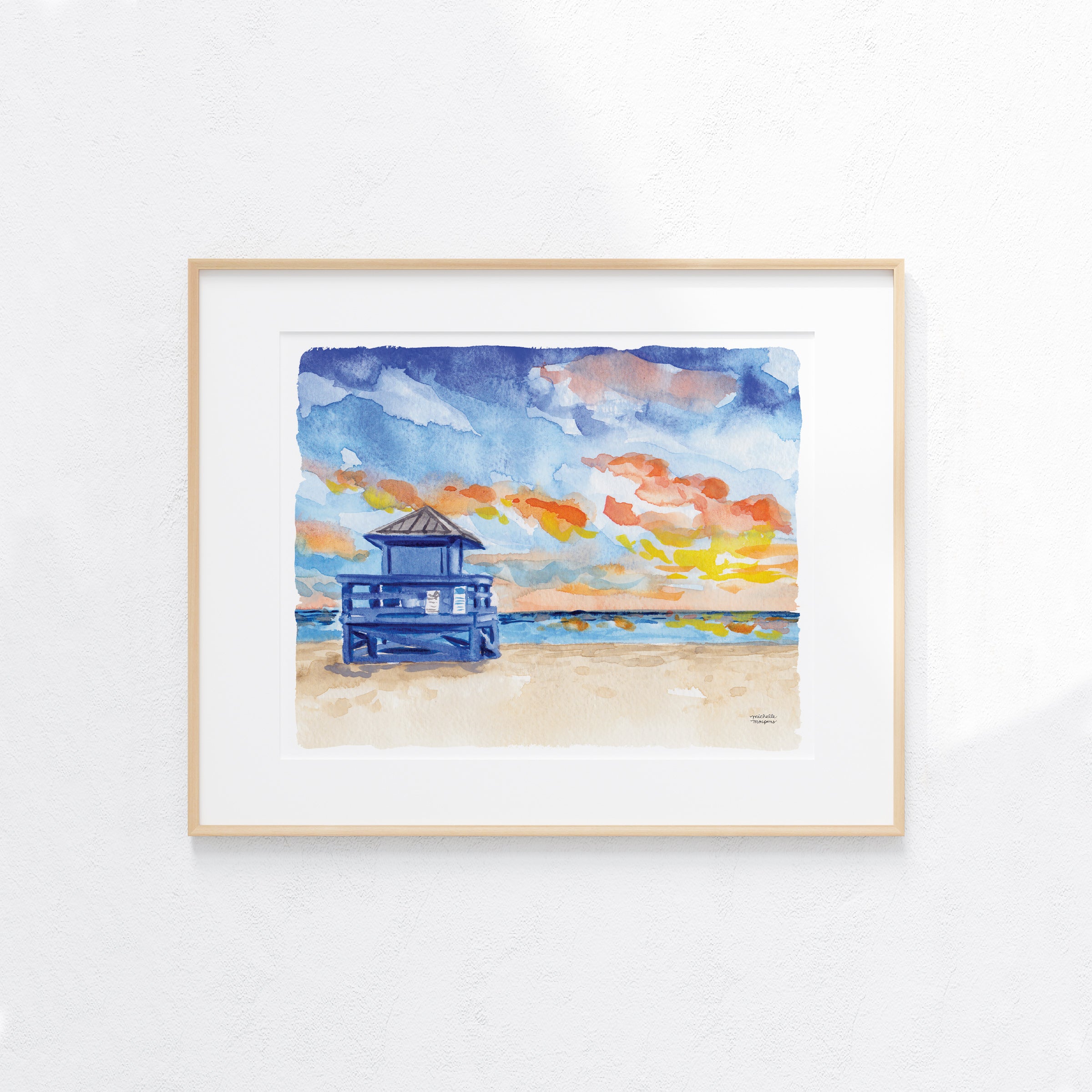 Watercolor Ocean Painting Beach Wall Art Print