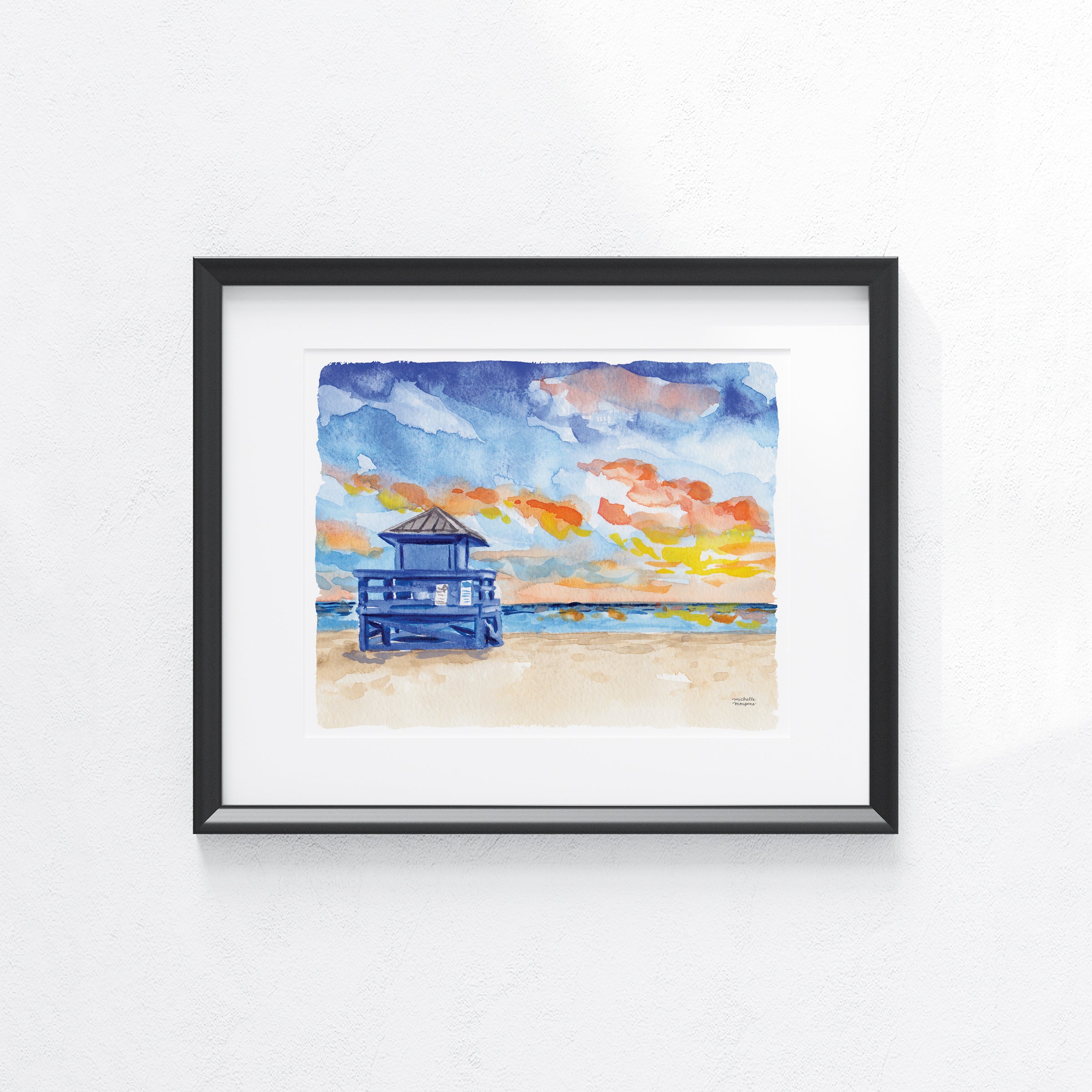 Watercolor Ocean Painting Beach Wall Art Print