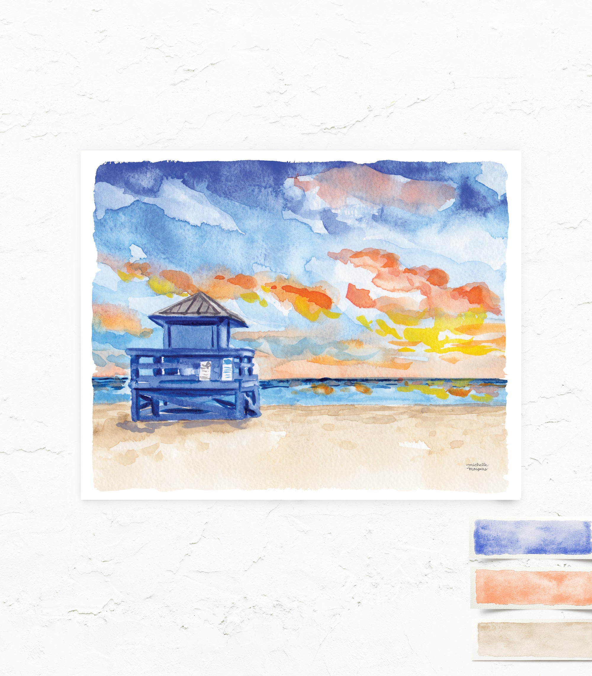 Watercolor Ocean Painting Beach Wall Art Print