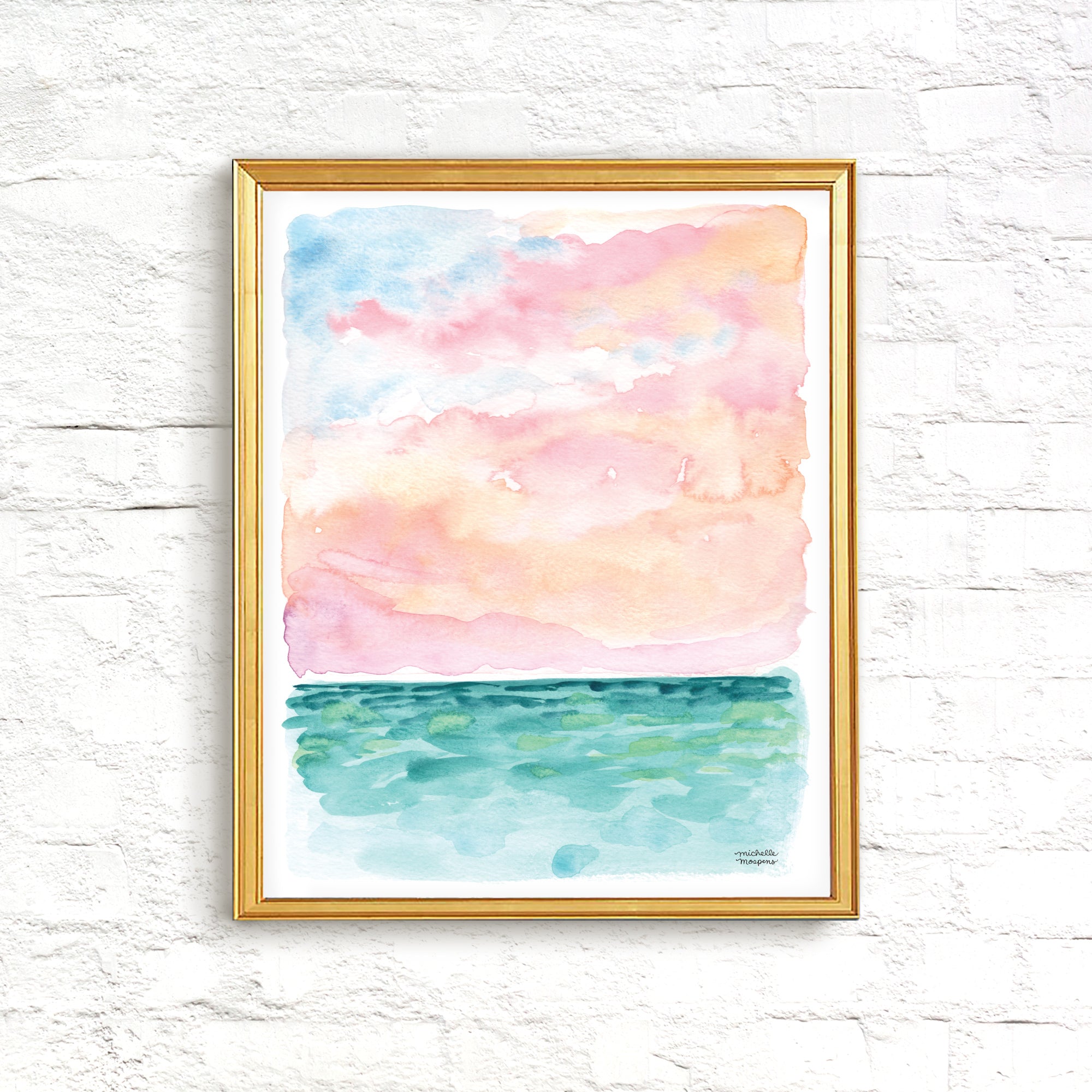 Watercolor Abstract Seascape No. 3 Wall Art Print Unframed