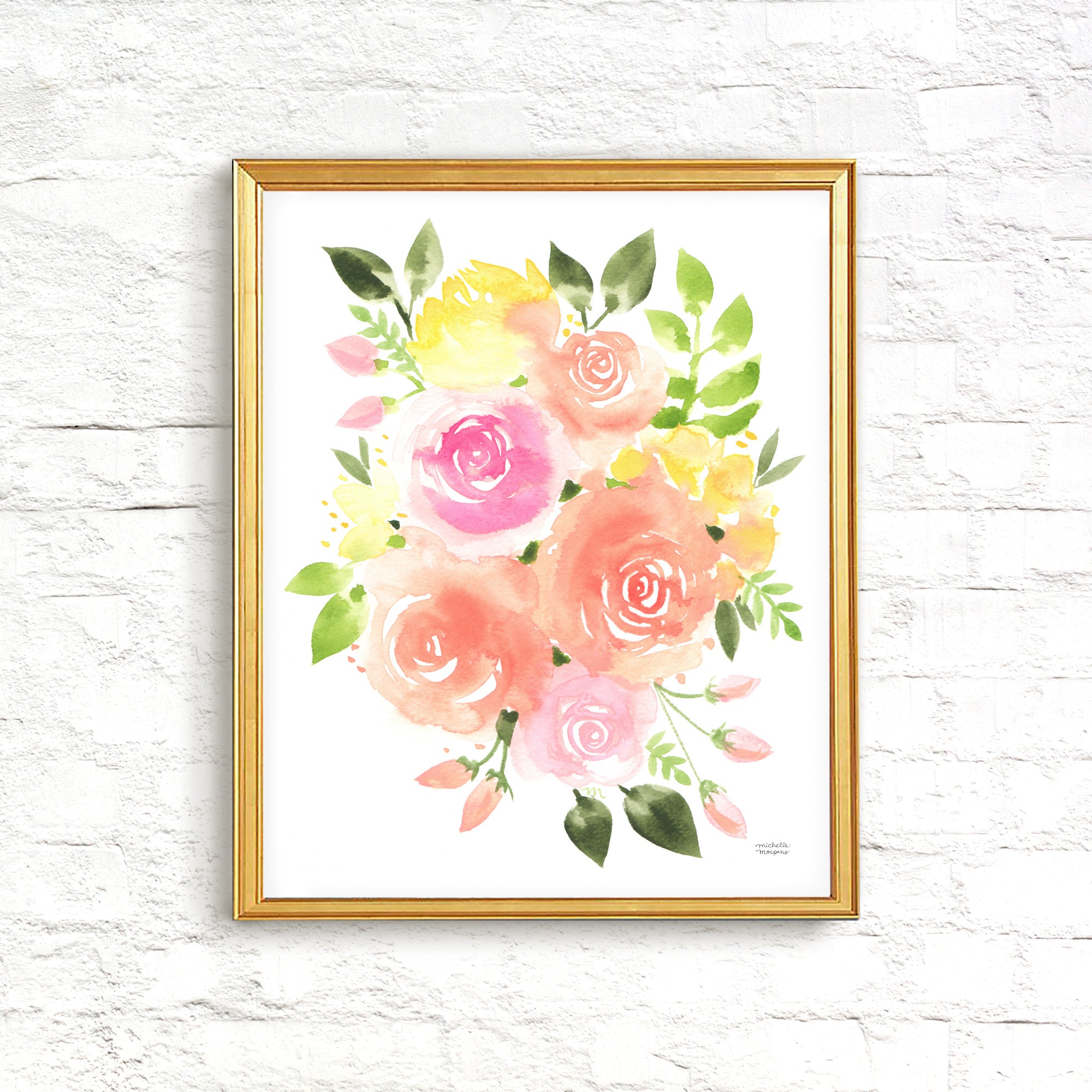 Sunshine Bouquet Floral Watercolor Wall Art Print