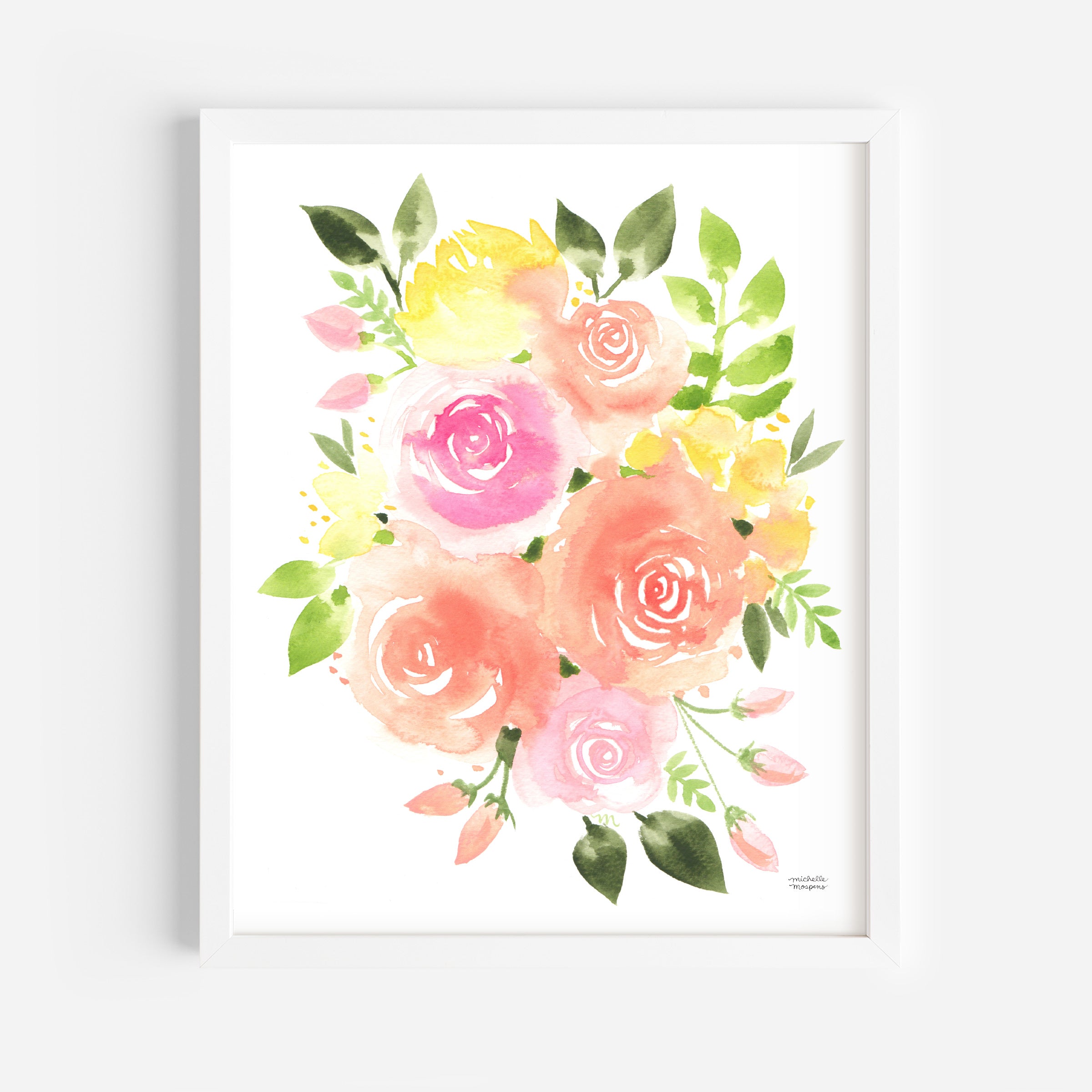 Sunshine Bouquet Floral Watercolor Wall Art Print