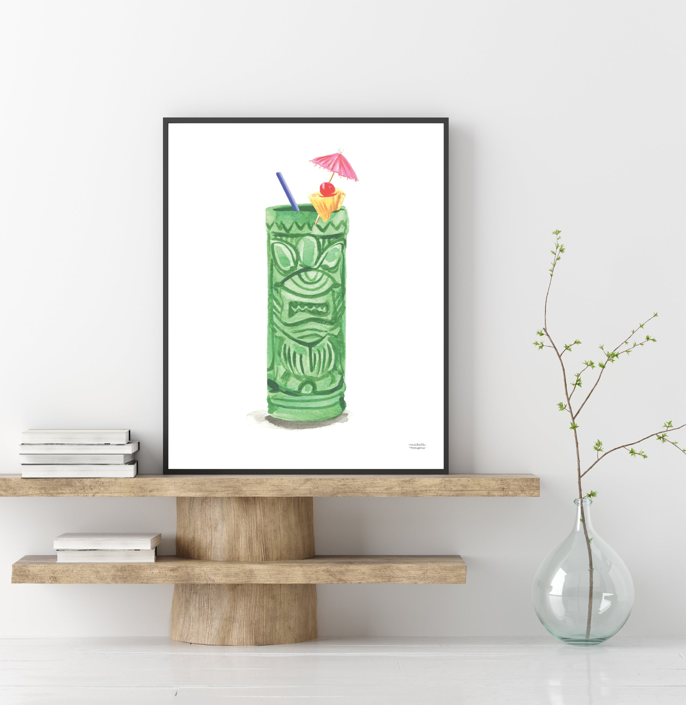 Tiki Punch Watercolor Home Bar Art Print