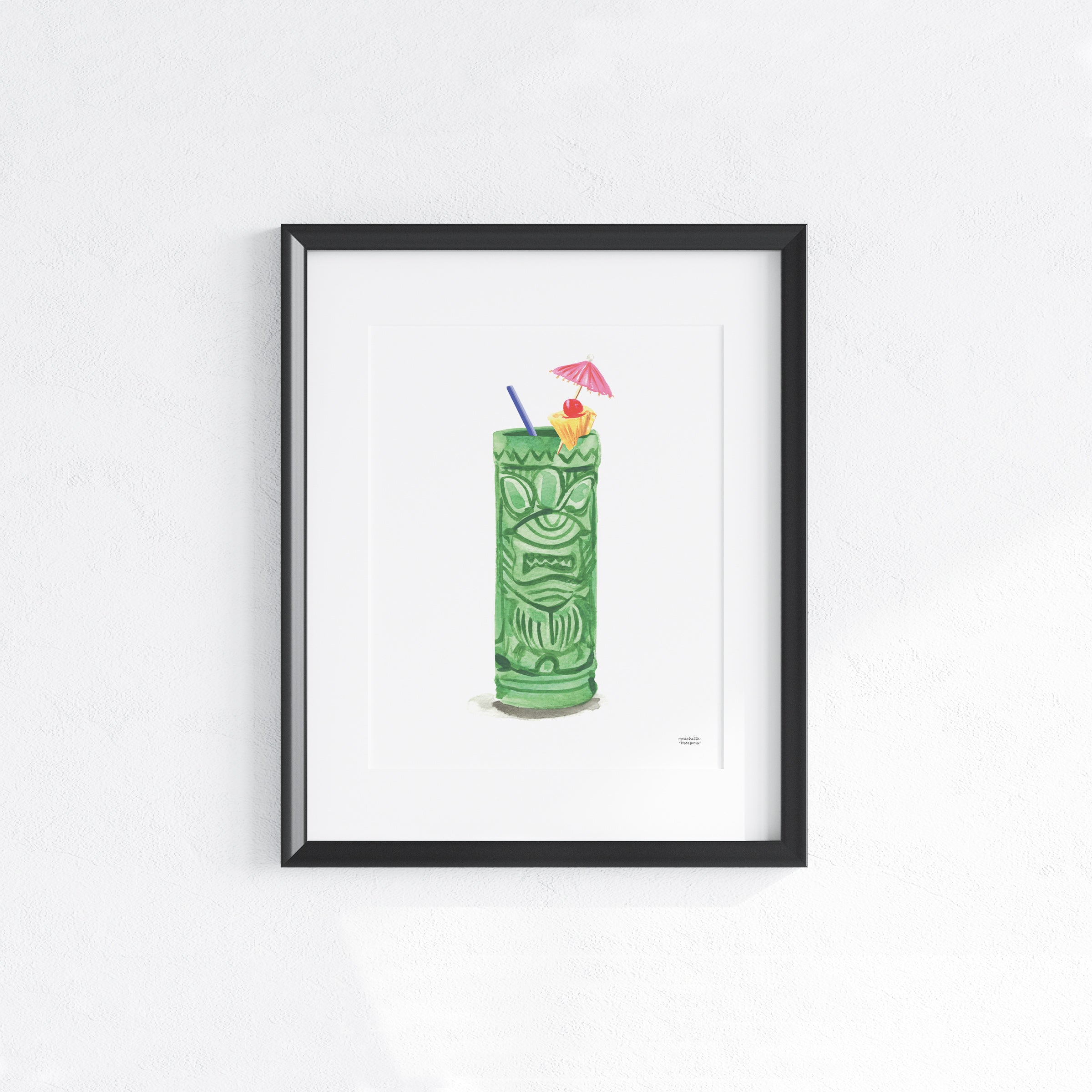 Tiki Punch Watercolor Home Bar Art Print