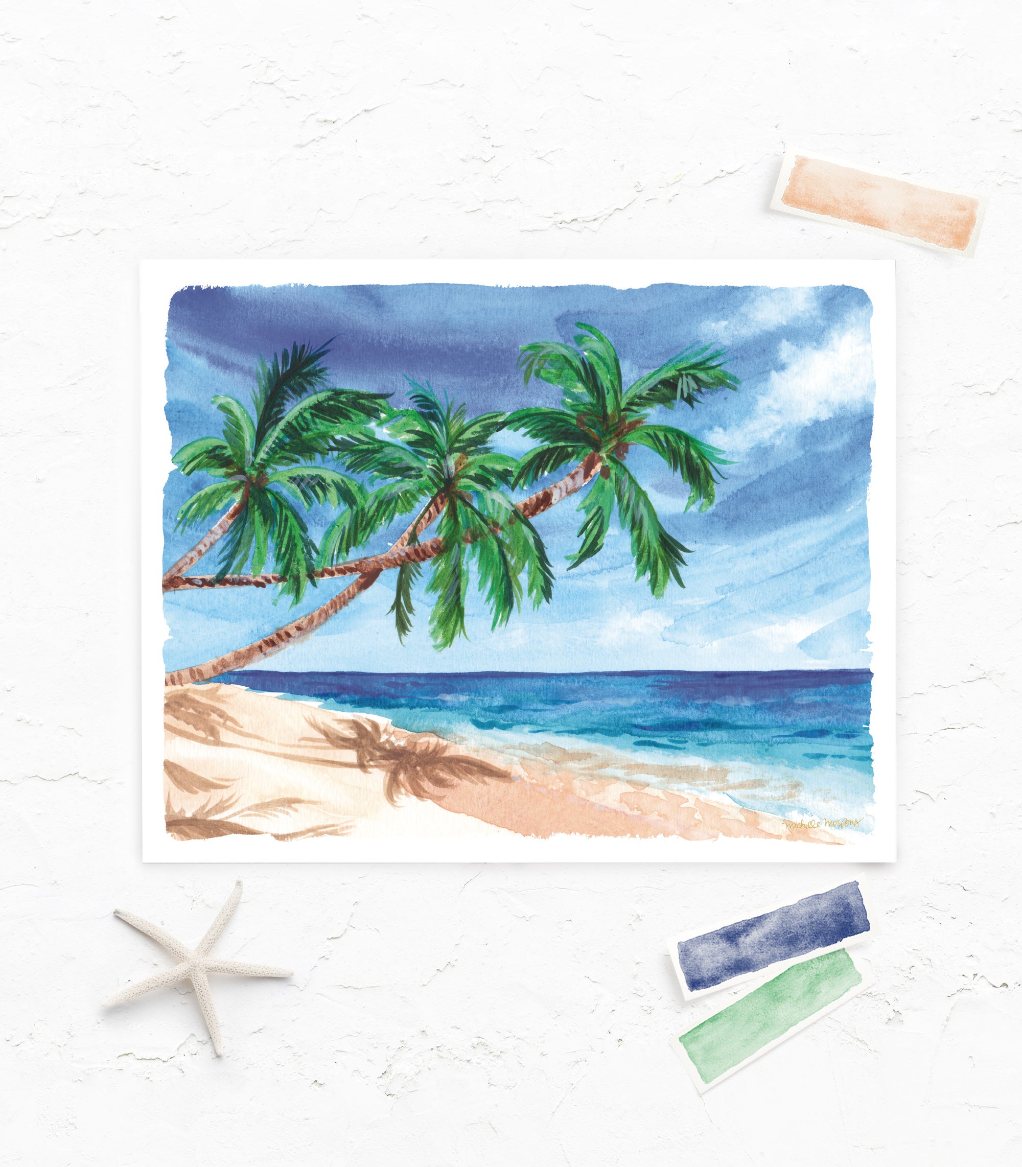 Tropical Island Vibes Watercolor Wall Art Print