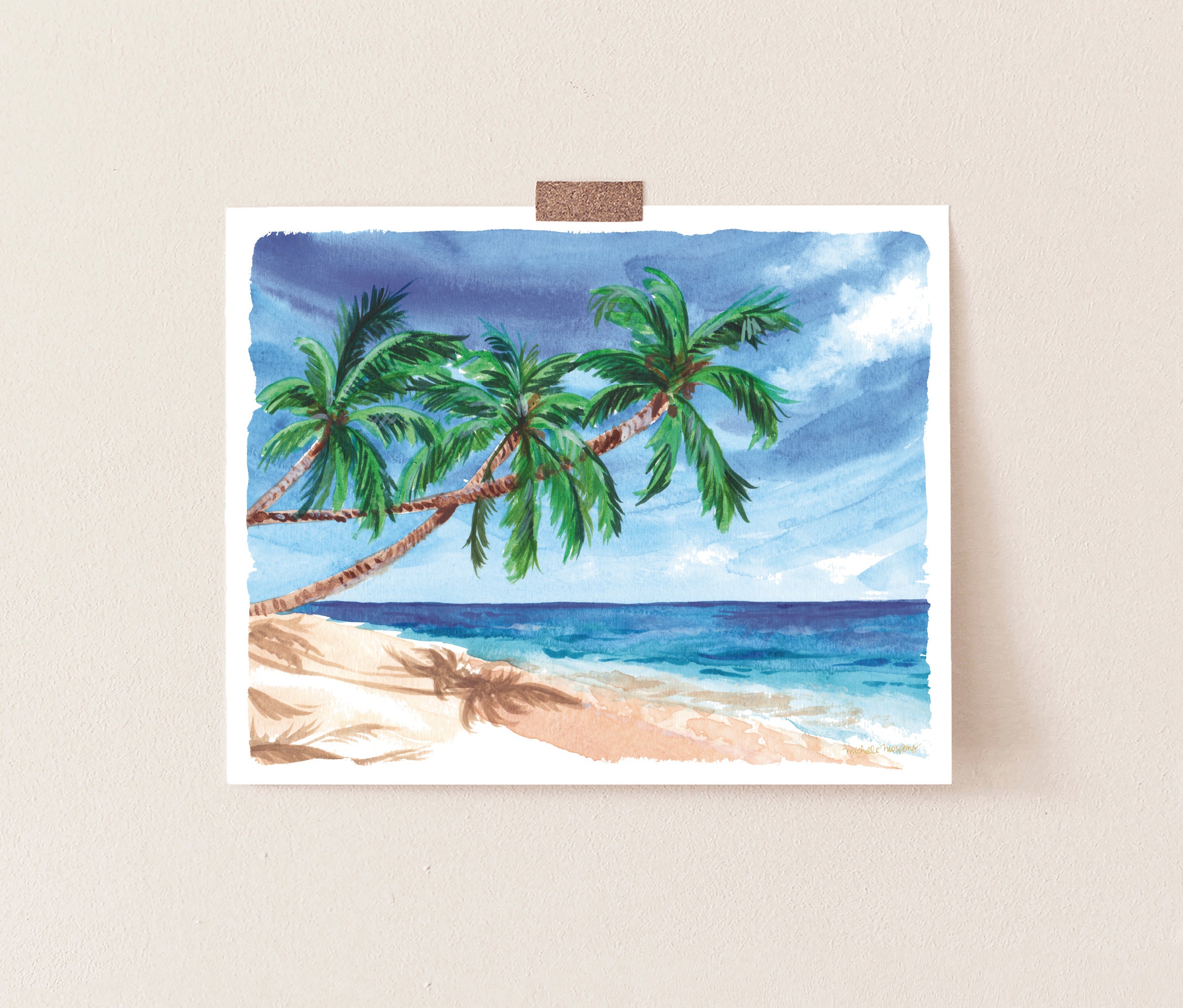 Tropical Island Vibes Watercolor Wall Art Print