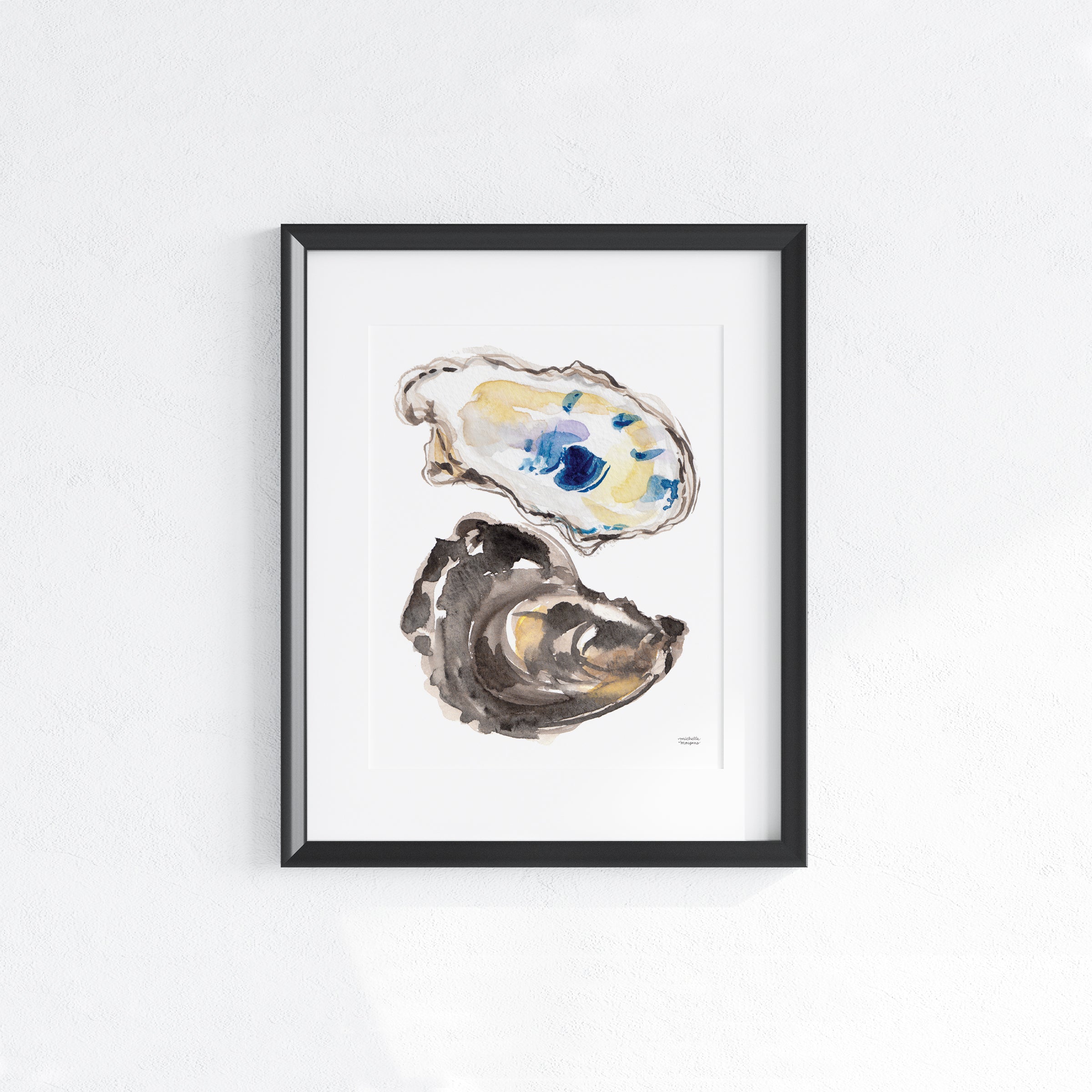 Watercolor Oyster Shells No7 Wall Art Print