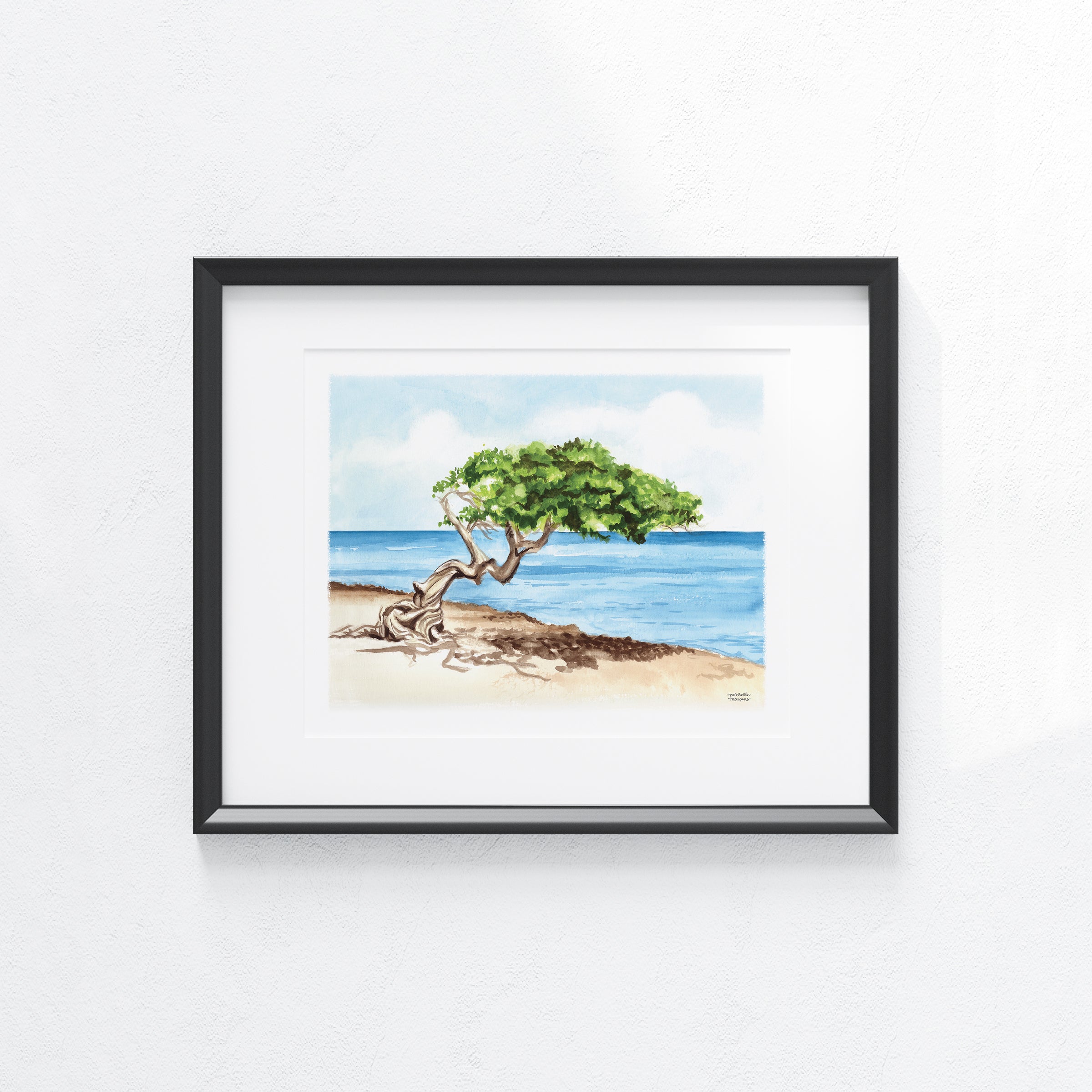 Aruba Divi Tree Watercolor Wall Art Print Coastal Decor