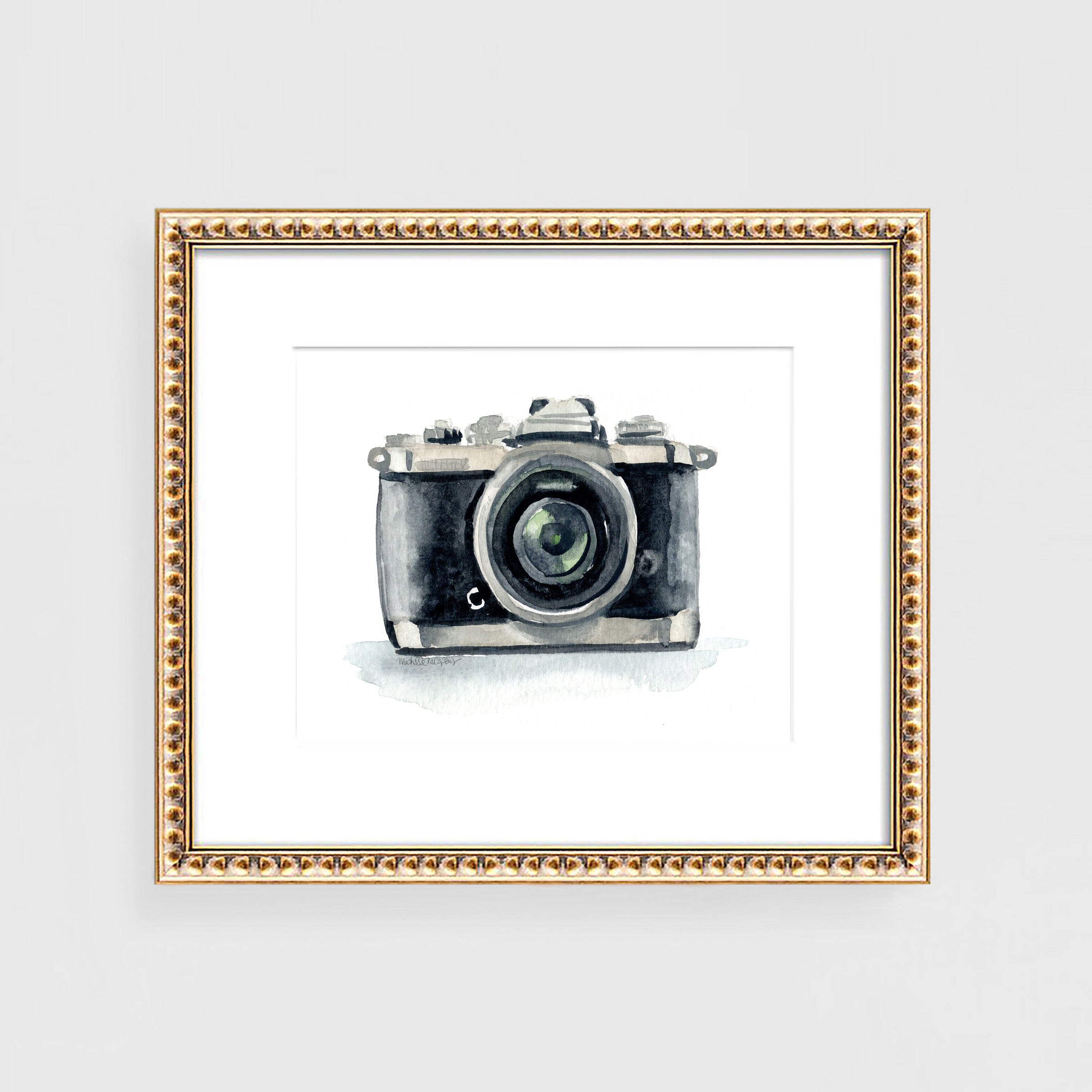 Watercolor Camera No1 Wall Art Print by Michelle Mospens
