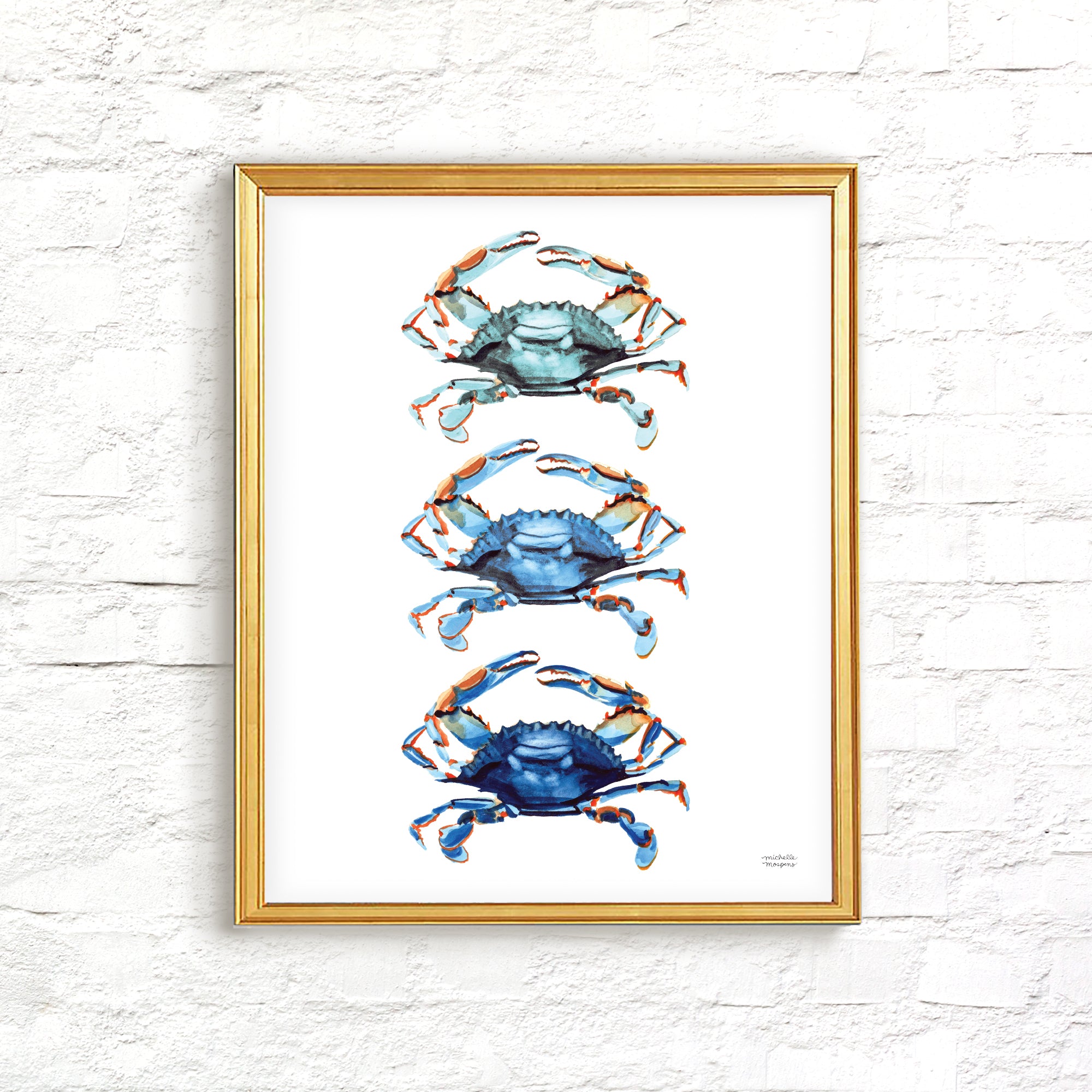 Watercolor Crabs Art Print Unframed