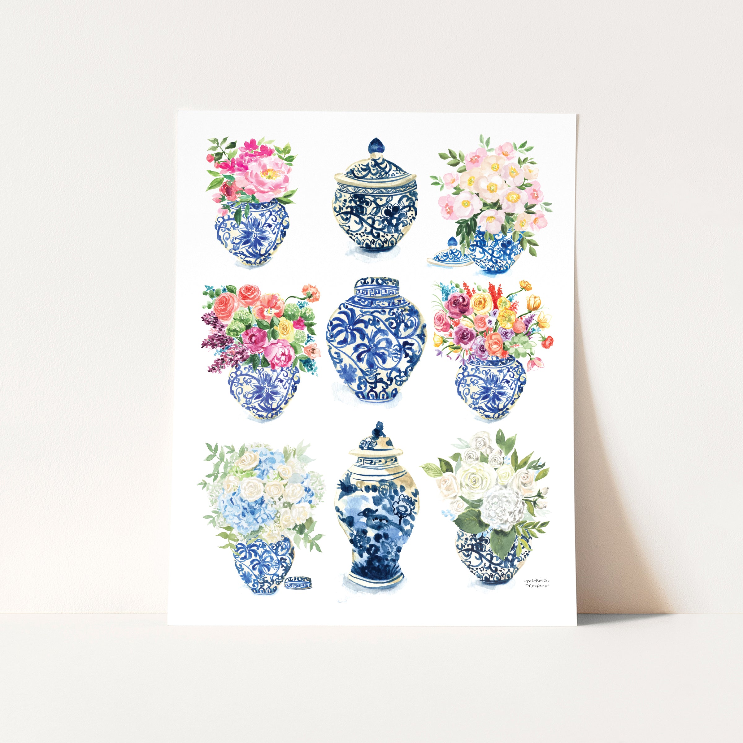 Watercolor Art Print - Ginger Jars Collection